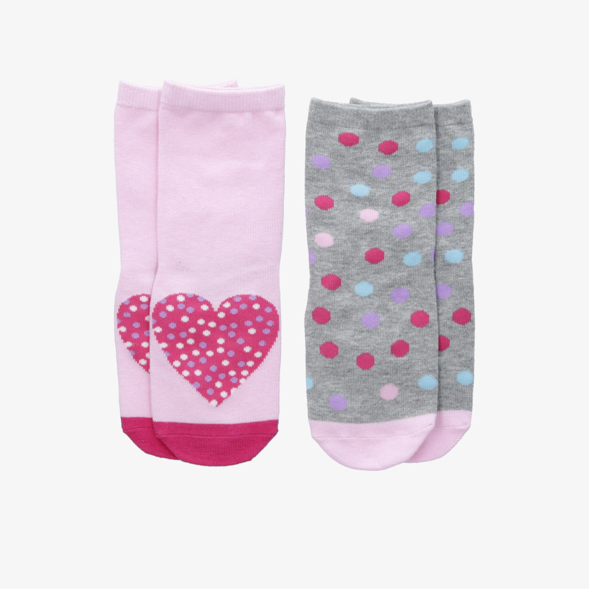 Weiche, bequeme Socken mit buntem Punktmuster und Herzmotiv, ideal für den Alltag