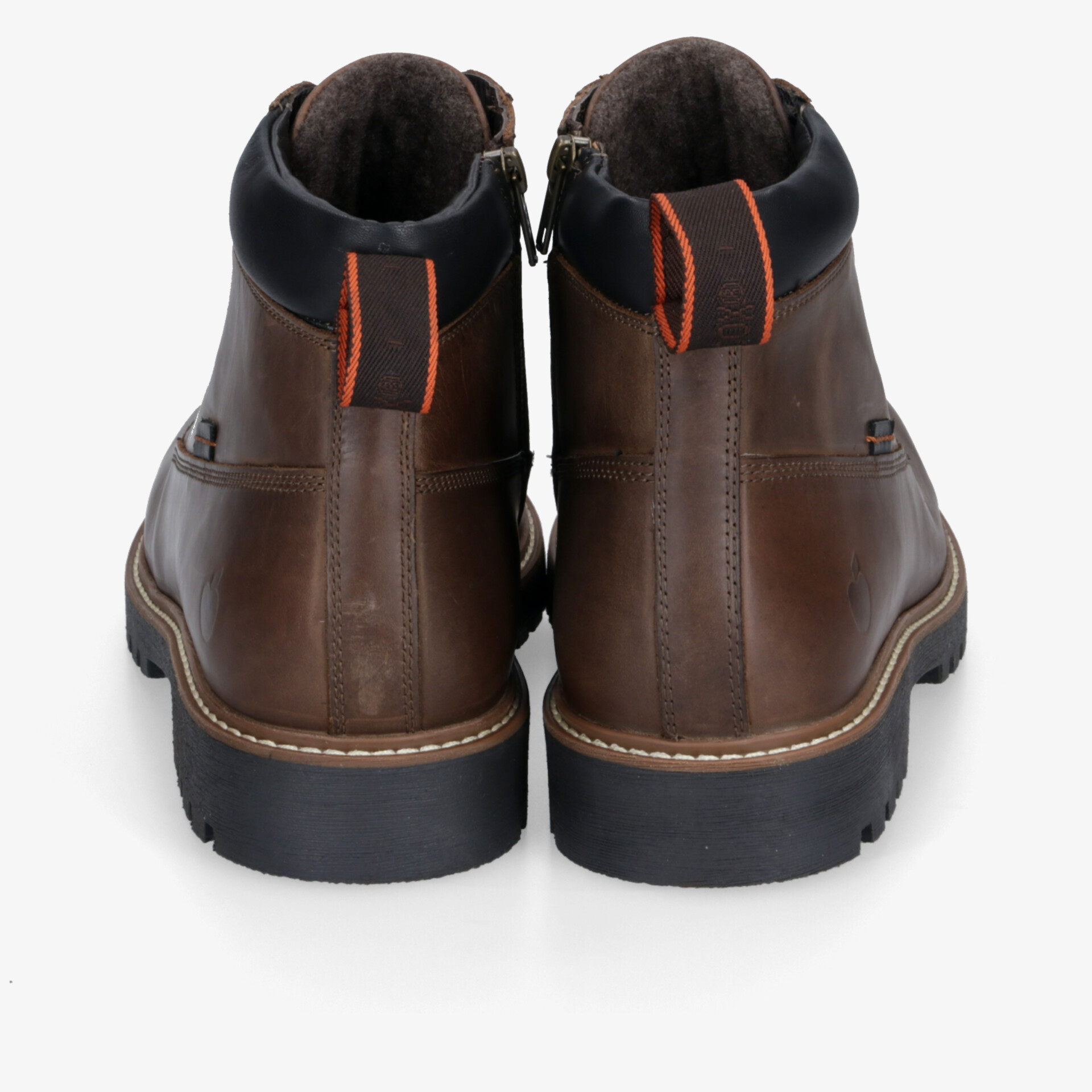 Hochwertige braune Lederstiefel mit strapazierfähiger Sohle und modernem Design für vielseitigen Einsatz.