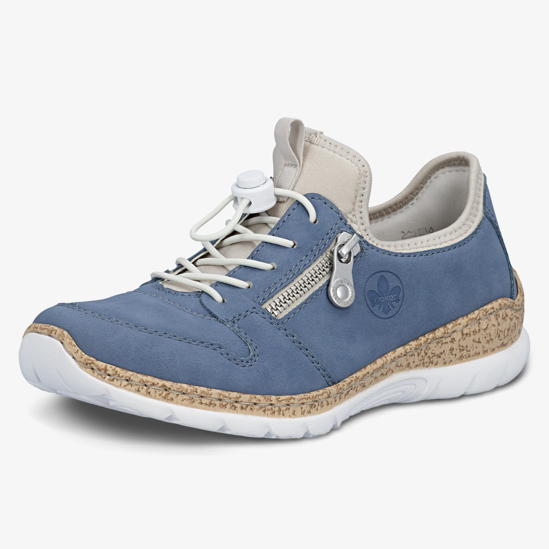 Bequemer blauer Schuh mit Reißverschluss und bequemer Sohle, ideal für täglichen Komfort.