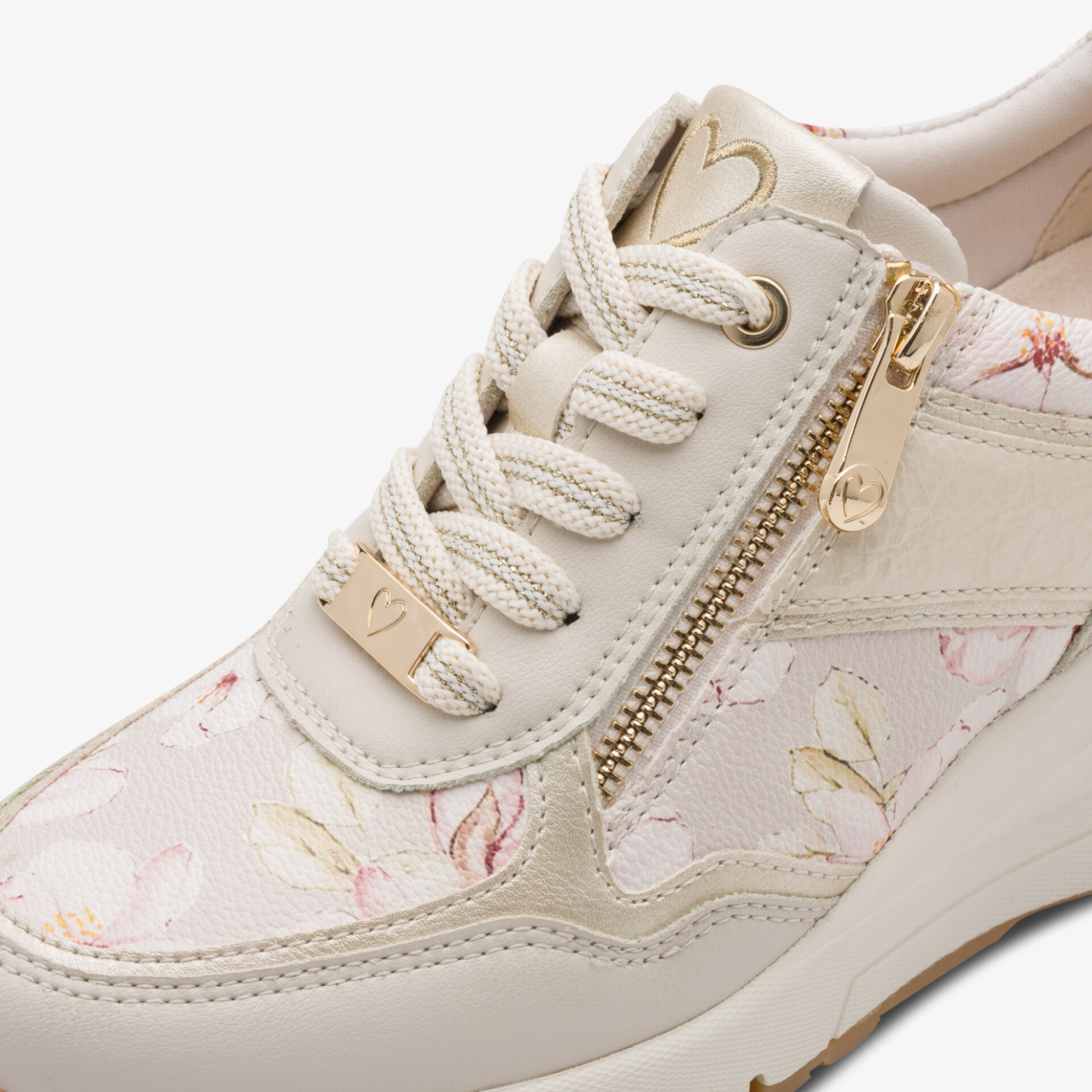 Bequemer Schuh mit elegantem Reißverschluss, floralen Akzenten und stabiler Schnürung, ideal für Komfort