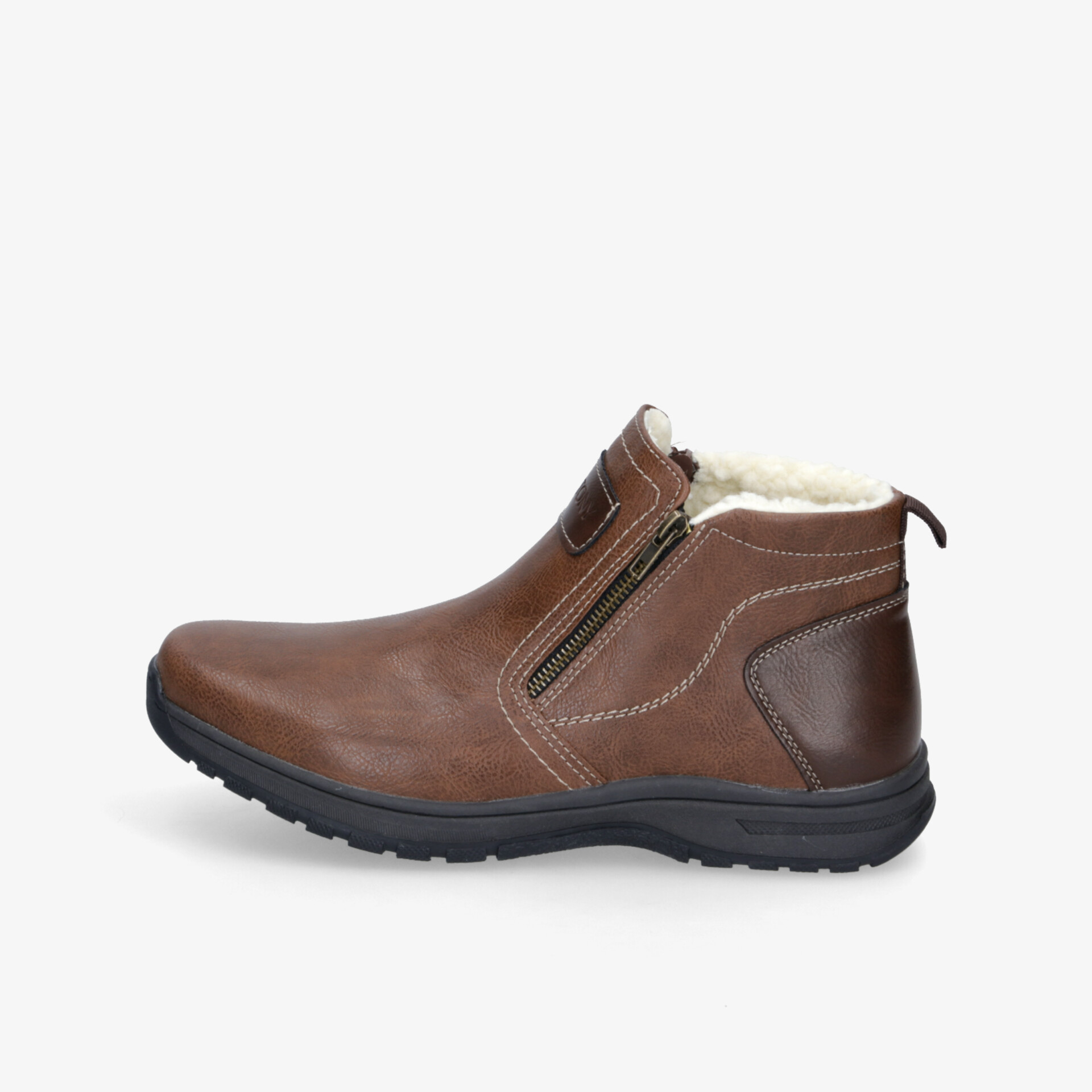 Bequemer brauner Winterstiefel mit warmem Futter und praktischem Reißverschluss, rutschfeste Sohle für sicheren Halt