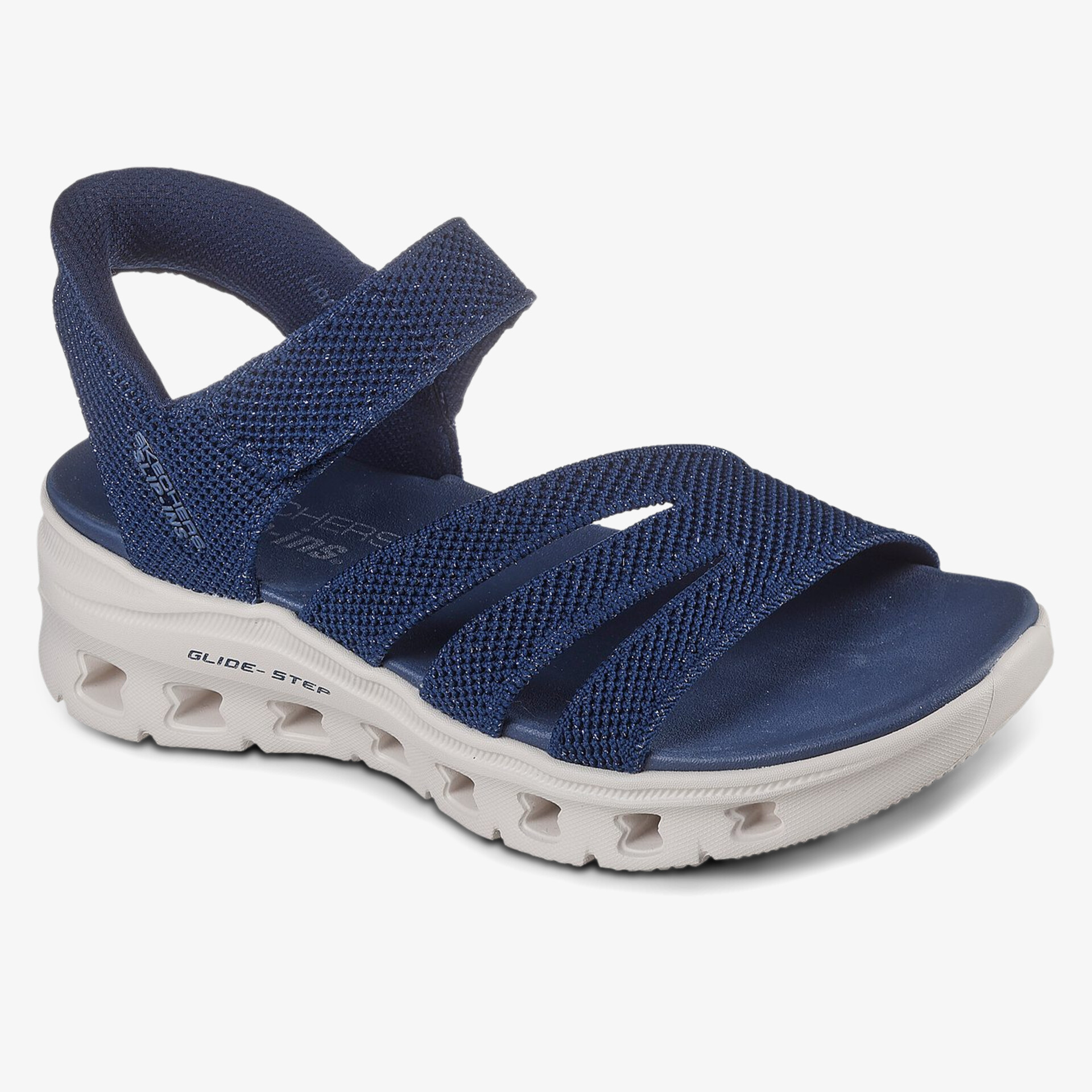 Leichte blaue Sandale mit verstellbaren Klettverschlüssen und bequemer, flexibler Laufsohle für sommerlichen Komfort