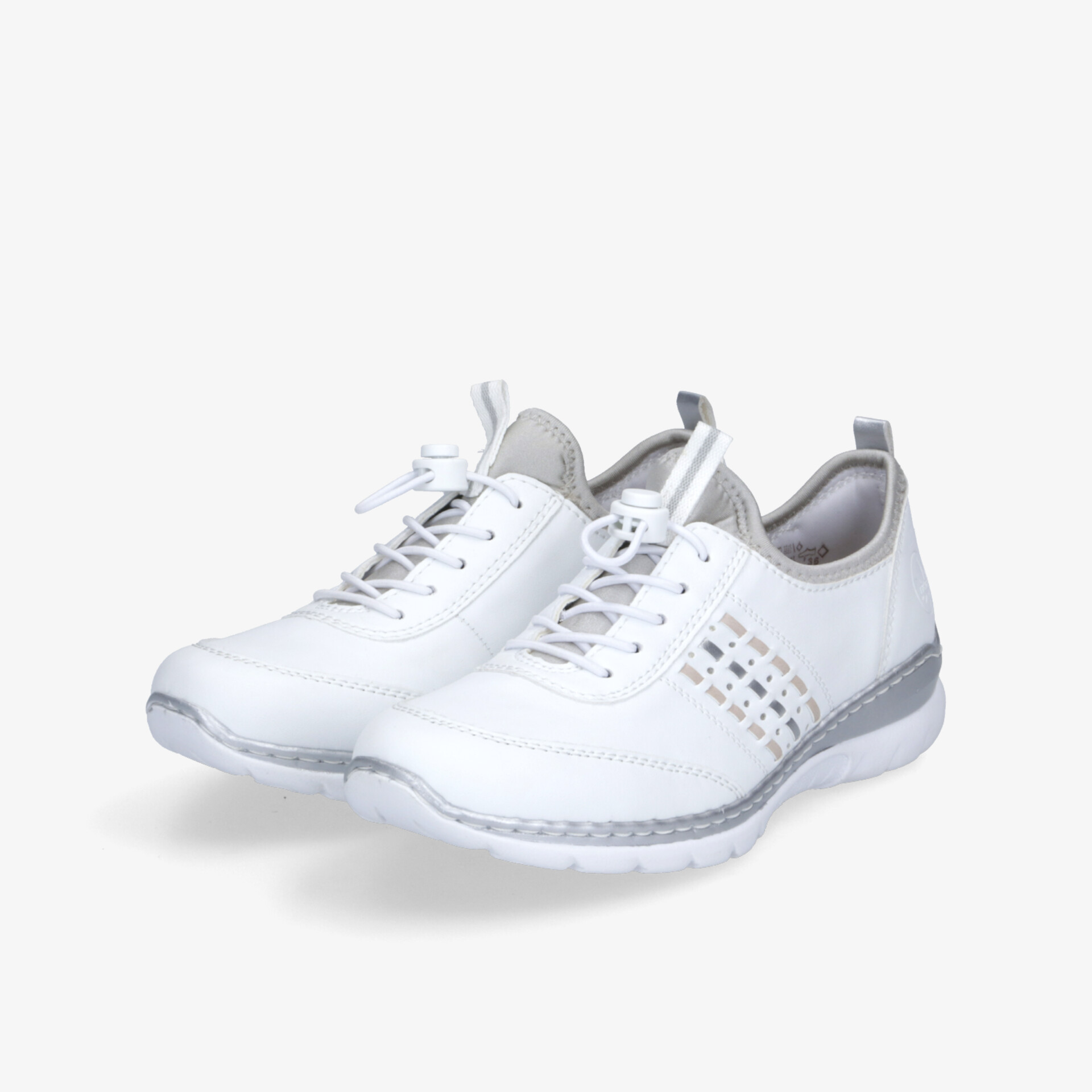 weißes Sneaker-Paar mit atmungsaktivem Material, flexibler Sohle und bequemem Sitz, modern und sportlich elegant