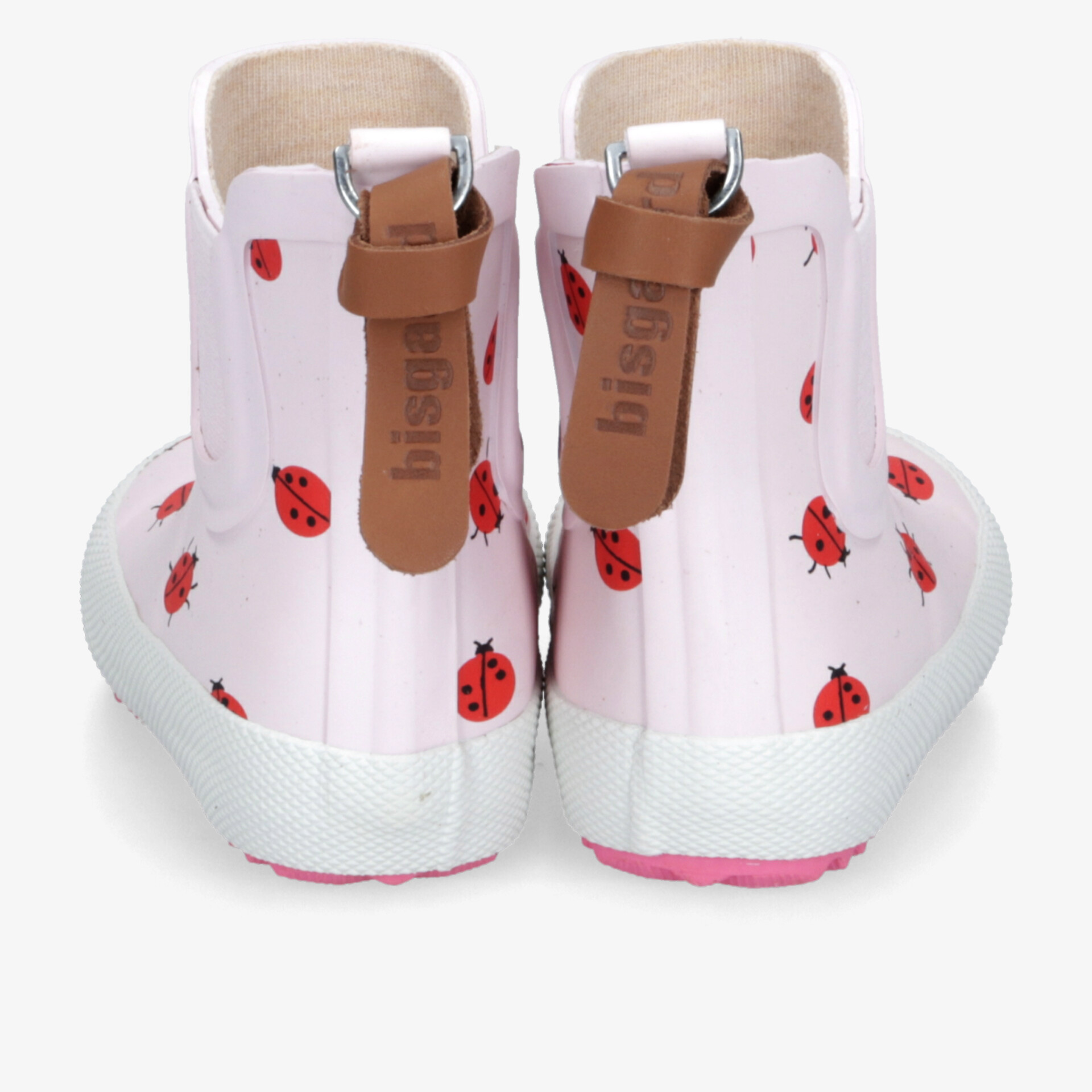 Wetterfeste Gummistiefel mit hohem Schaft und auffälligem Marienkäfer-Muster, stabil und rutschfest