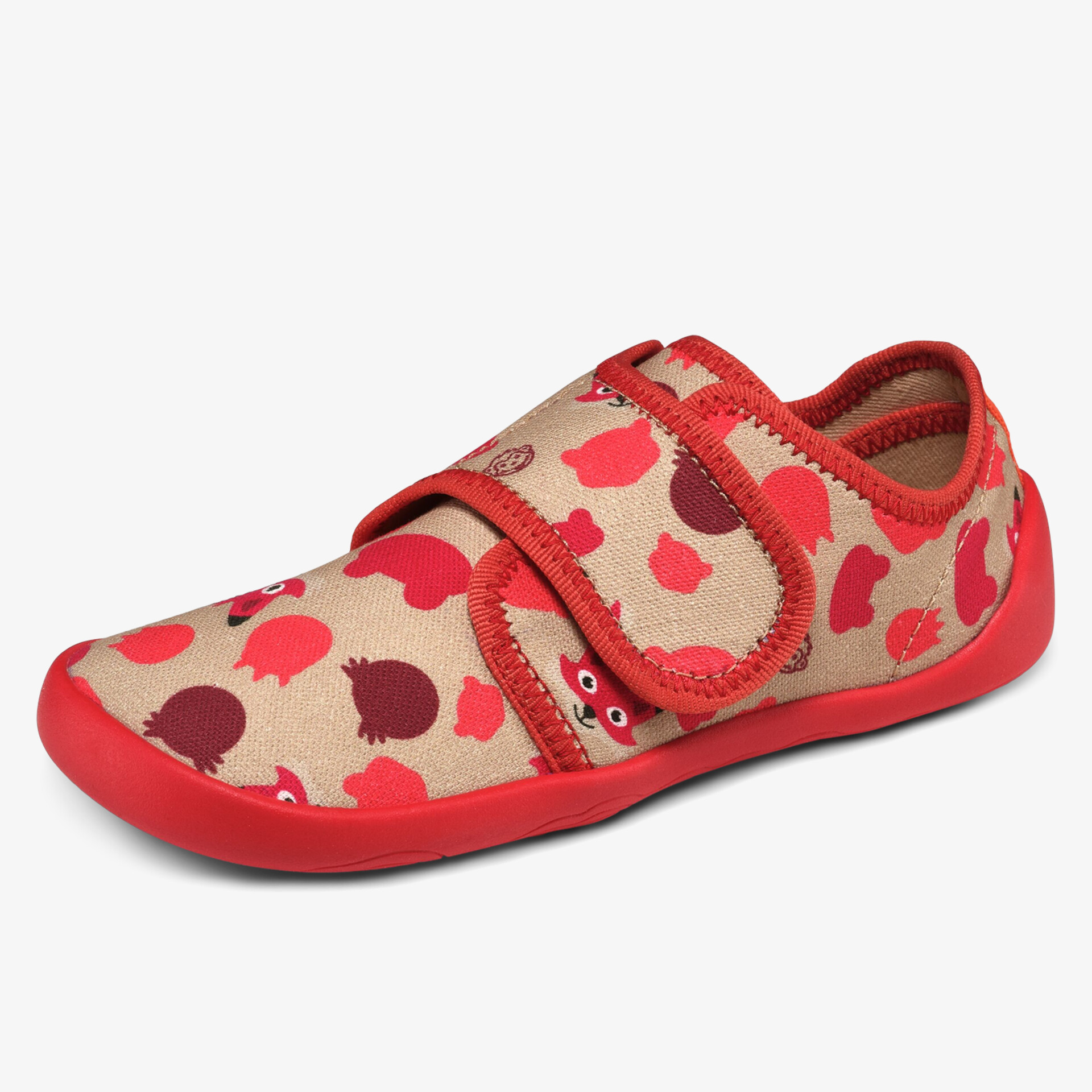 Bequemer Schuh mit flexiblem Klettverschluss und buntem Muster, ideal für den Alltag und rutschfeste Sohle