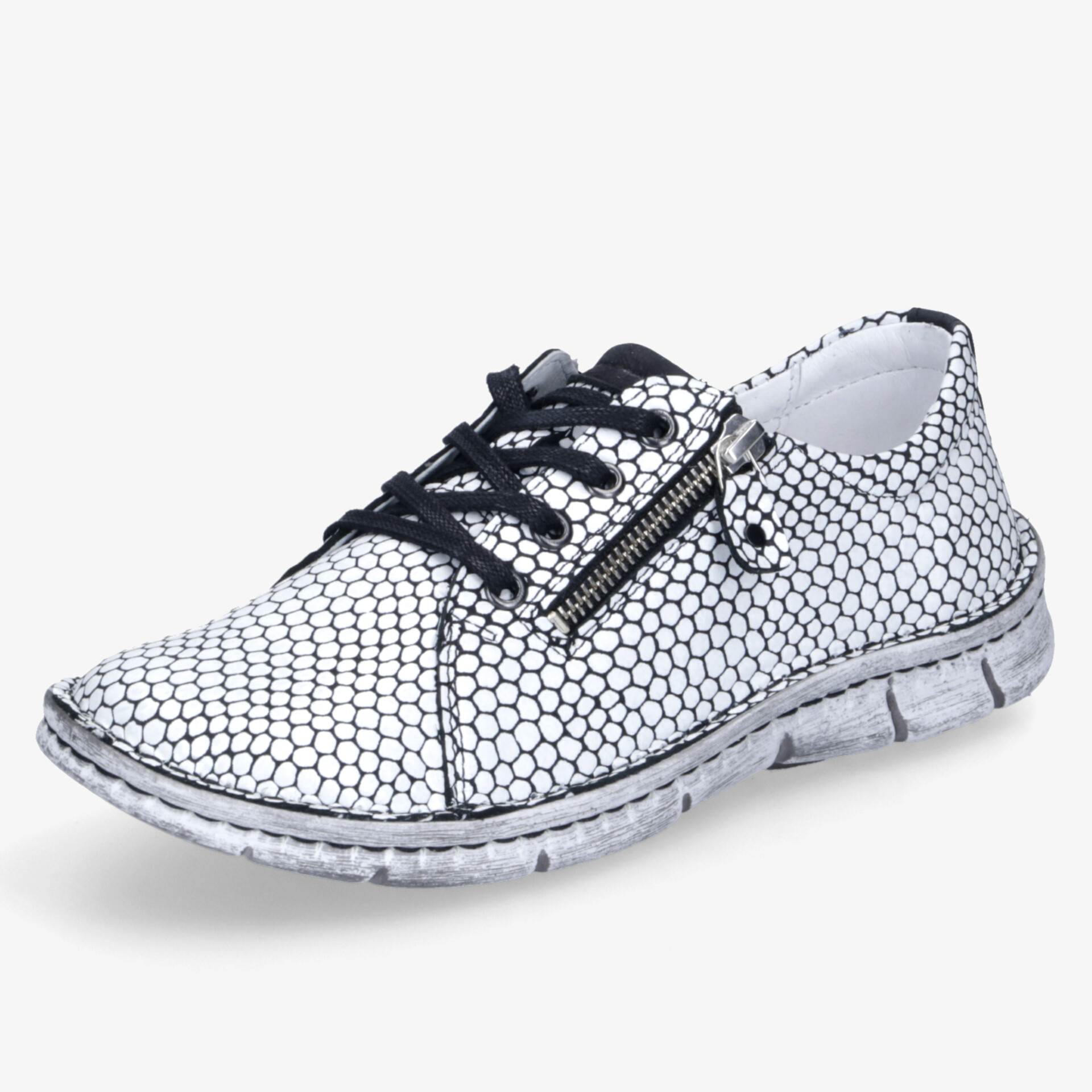 Bequemer, stilvoller Schuh mit Schnürsenkeln und Reißverschluss, ideal für den modernen Casual-Look.