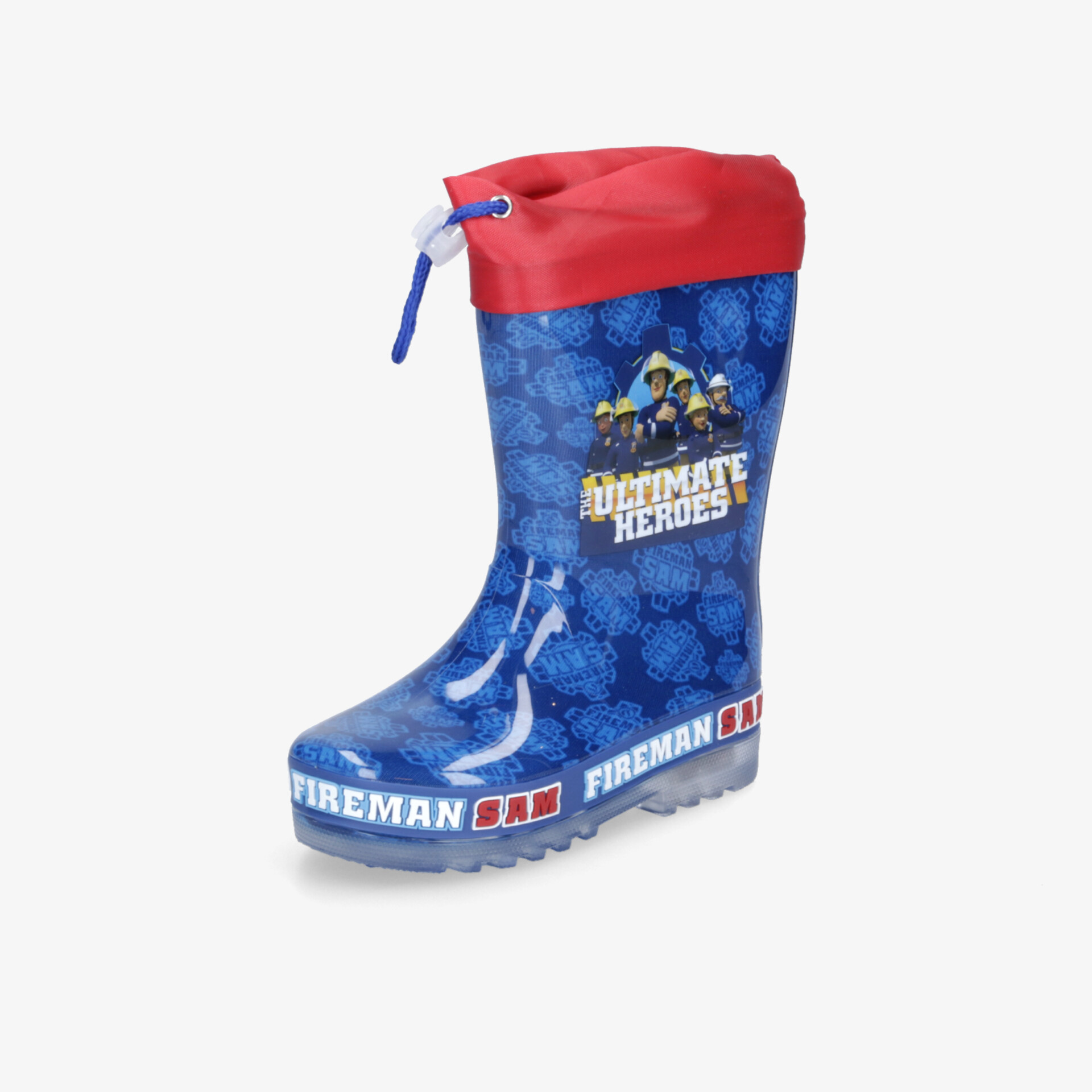 Bunter Feuerwehr-Stiefel blau-rot mit robustem Material und rutschfester Sohle für sicheren Halt