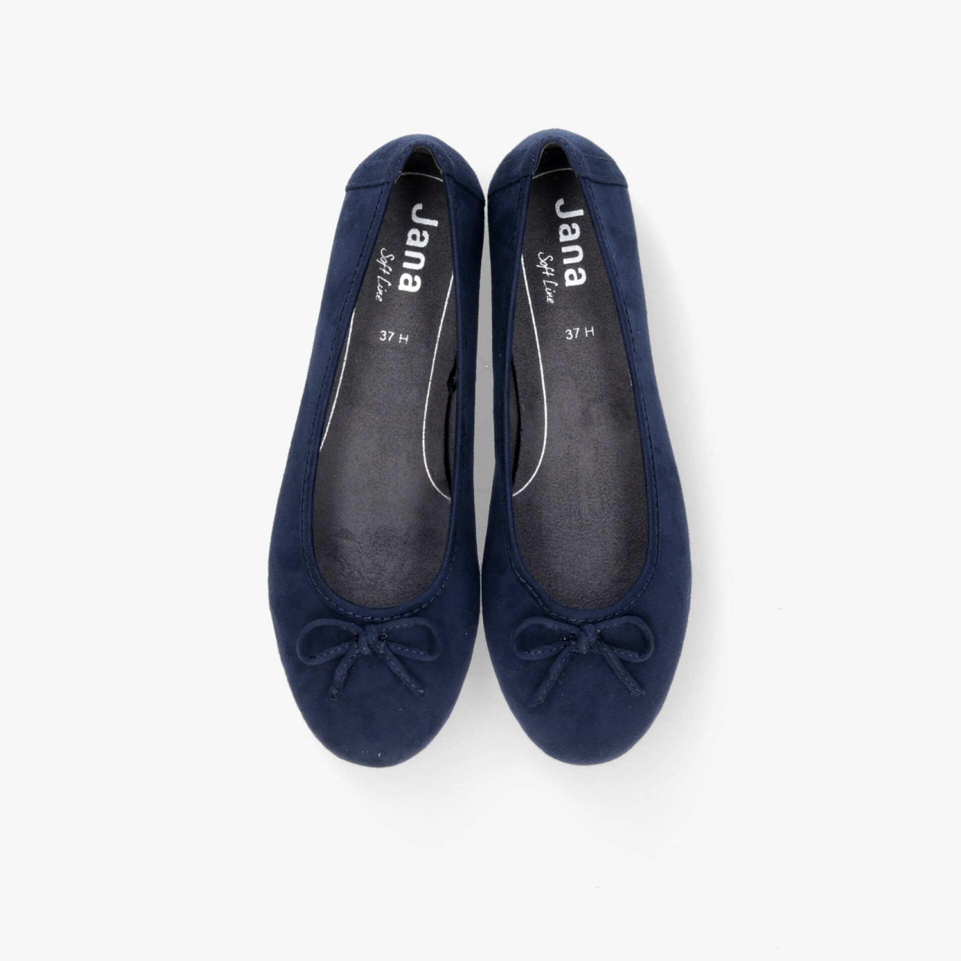 Blaue Ballettschuhe mit Schleifen-Detail. Klassisches Design, bequem und stilvoll für jeden Anlass.