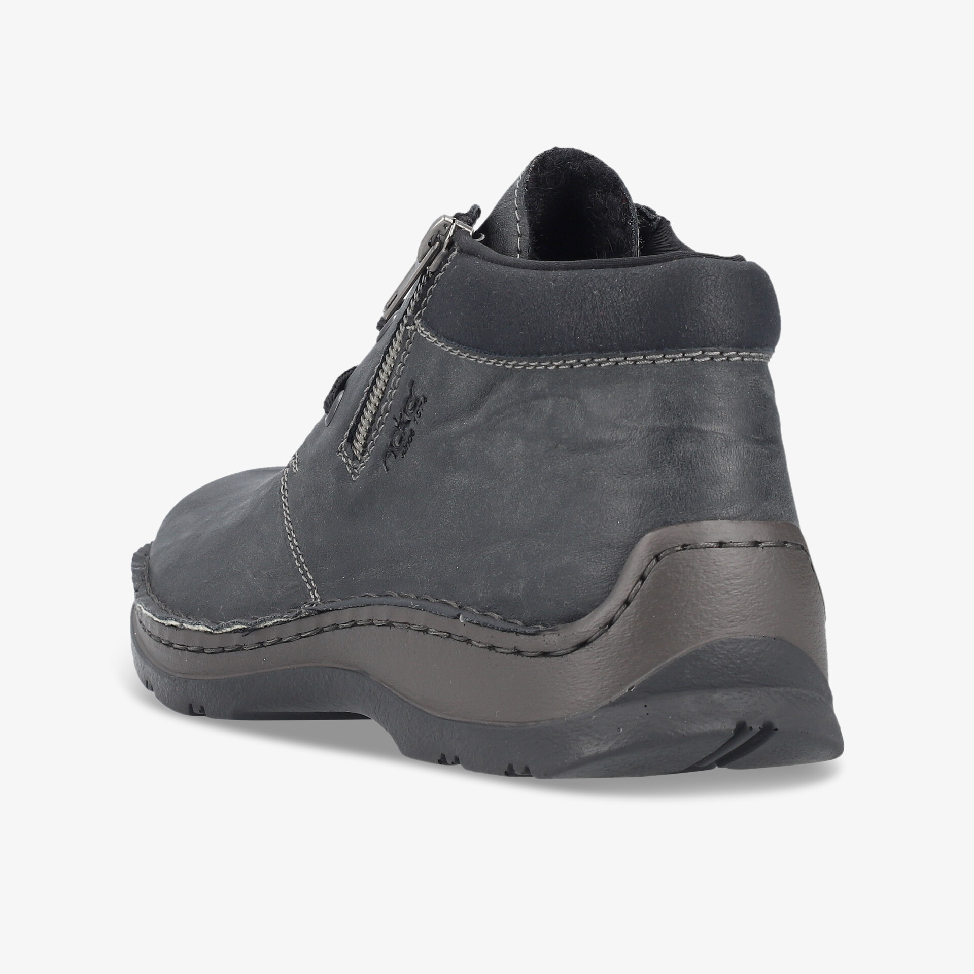 Schwarzer robuster Stiefel mit gepolstertem Schaft und praktischem Reißverschluss für hohen Tragekomfort