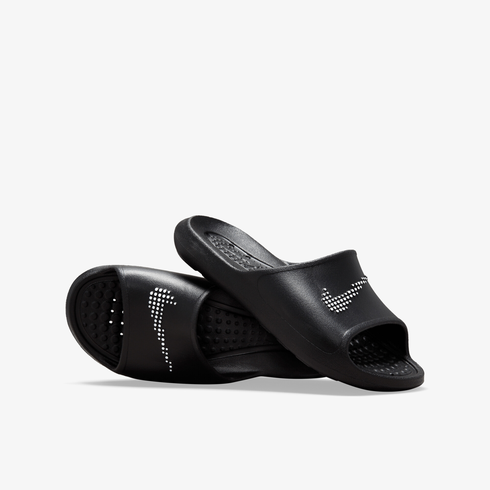 Schwarze Sandalen mit offenem Zehenbereich und gepolsterter Sohle für hohen Tragekomfort