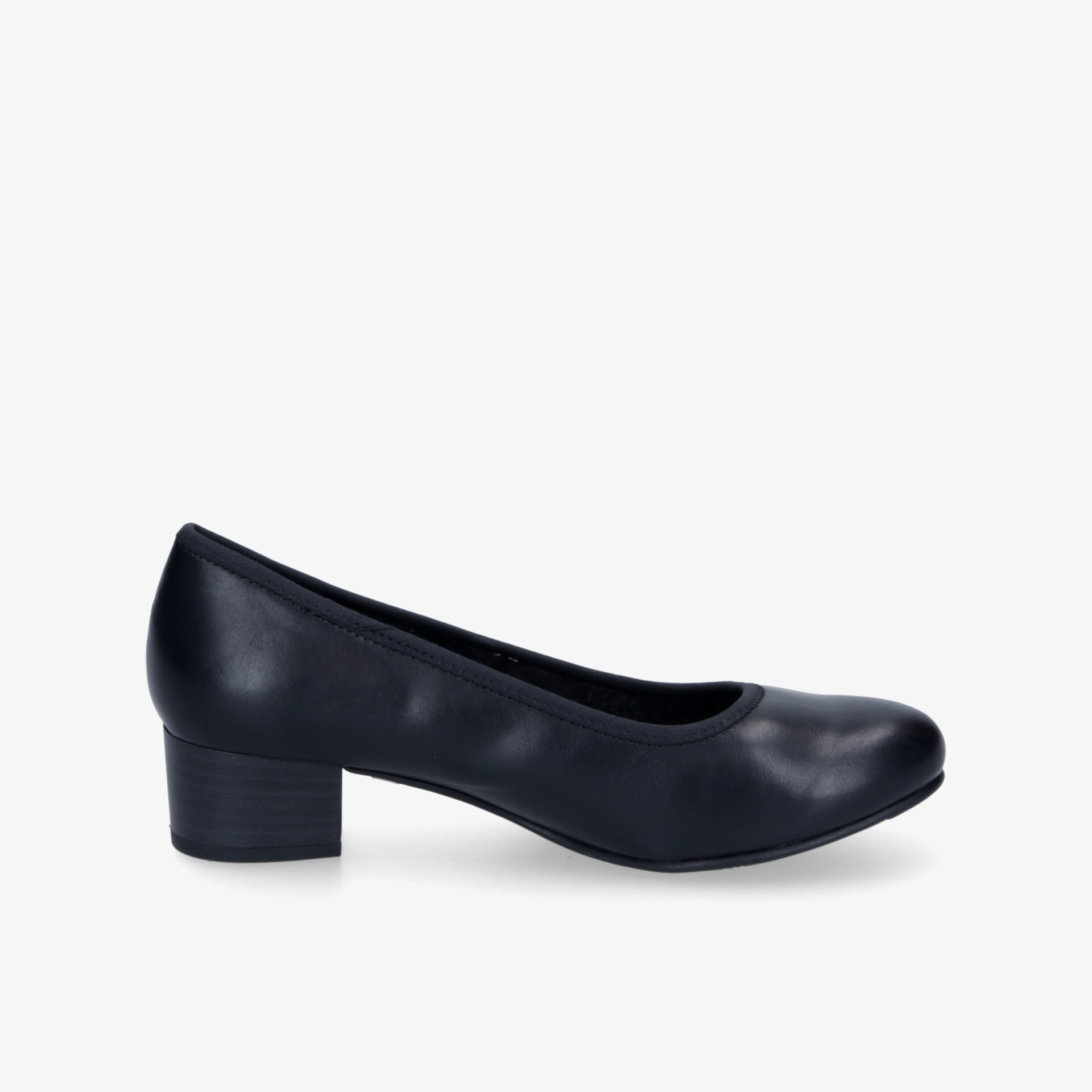 Klassischer schwarzer Schuh mit komfortablem Blockabsatz, perfekt für Alltag und besondere Anlässe.