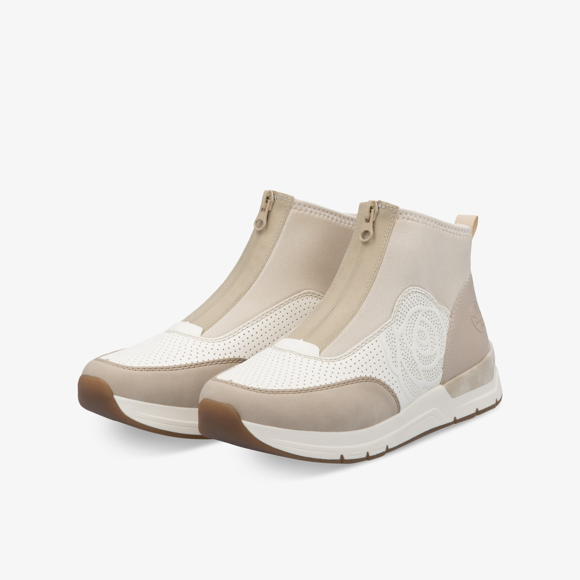 Beige Sneaker mit Reißverschluss, atmungsaktivem Material, komfortablem Sitz und rutschfester Sohle für sicheren Halt