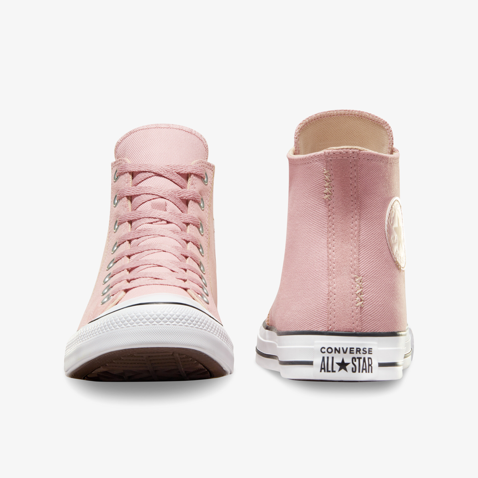 Rosa High-Top Sneaker mit strapazierfähiger Sohle und klassischem Design in Vorder- und Rückansicht