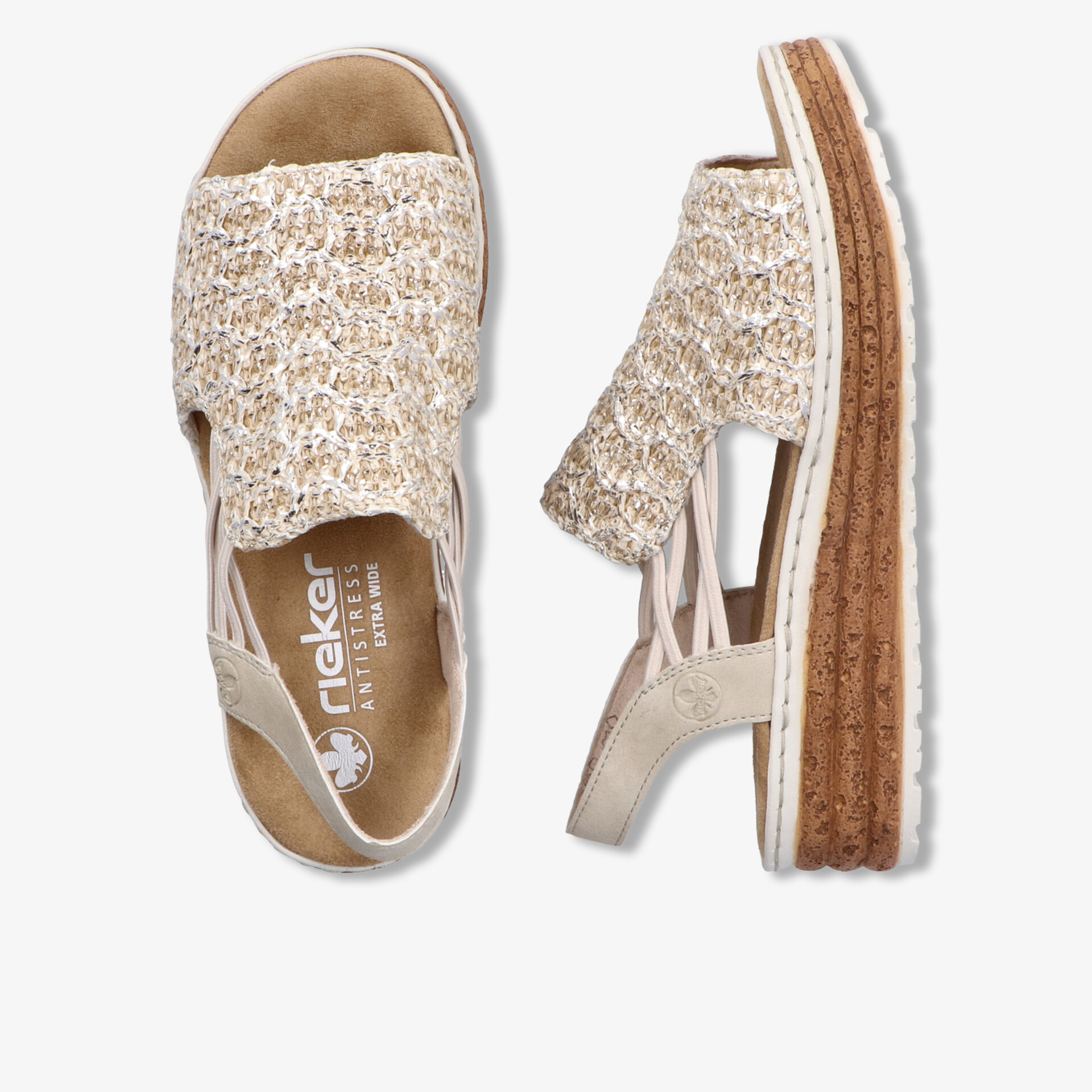 Bequeme Sandalen mit geflochtenem Obermaterial, elastischen Riemen und gepolsterter Innensohle für guten Tragekomfort