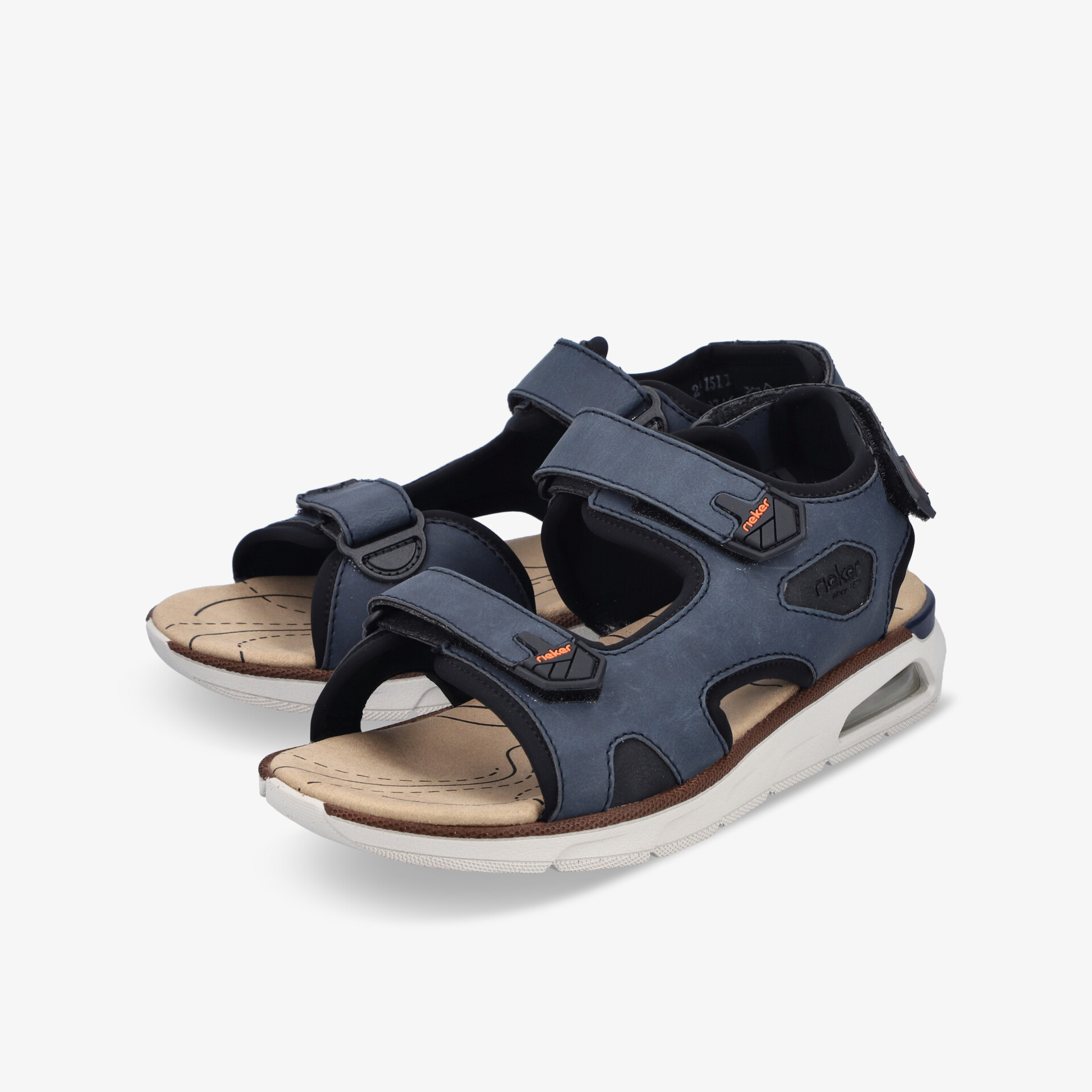 Bequeme blaue Freizeitsandalen mit verstellbaren Klettverschlüssen und gepolstertem Fußbett für optimalen Tragekomfort
