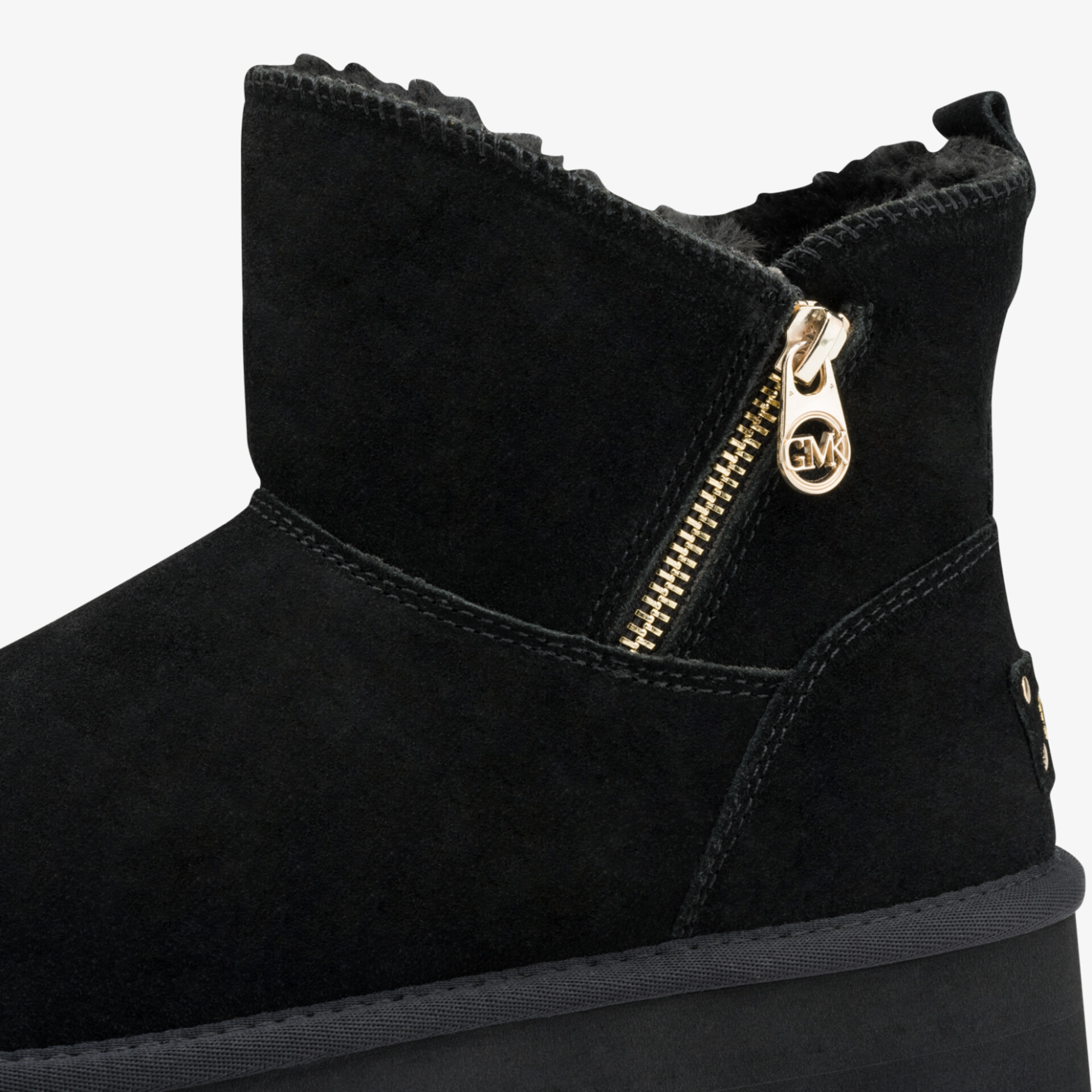 Schwarzer Veloursleder-Stiefel mit praktischem Reißverschluss, hochwertiger Naht und komfortabler Sohle