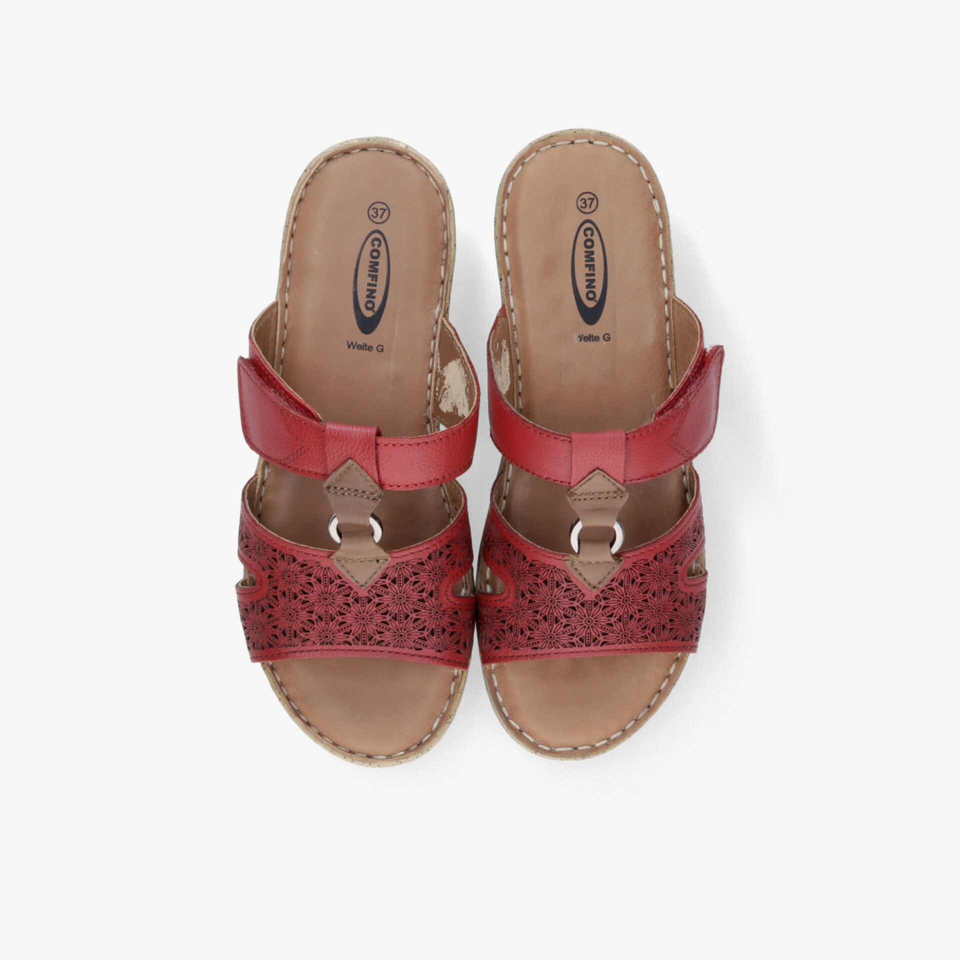 Rote Sandalen mit verstellbarem Riemen und bequemer, leichter Sohle perfekt für den Alltag