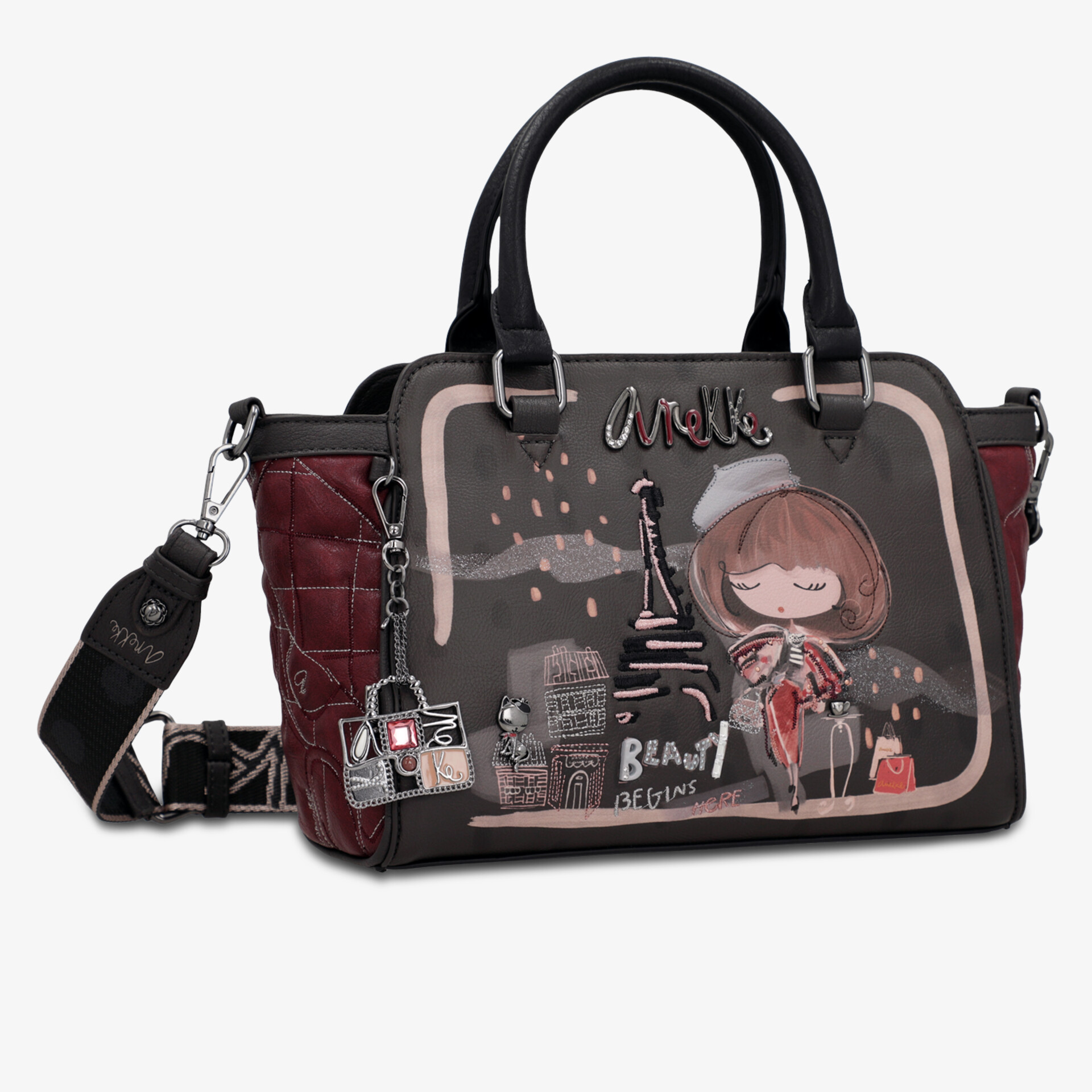 Stilvolle Handtasche mit detailreicher Grafik, robustem Griff und praktischem Schulterriemen, geräumiges Design