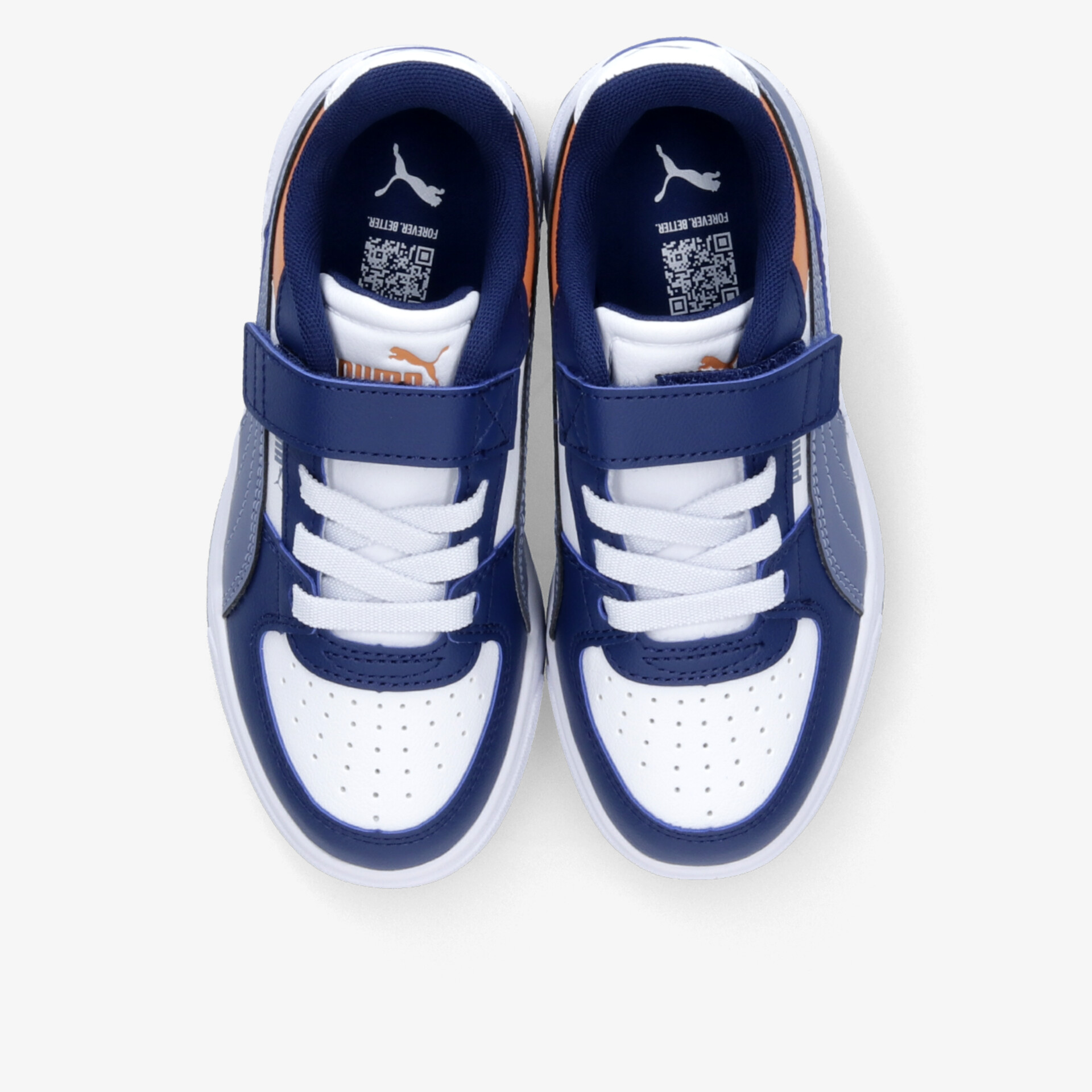 Modische Sportschuhe in Blau und Weiß mit Klettverschluss und schnittigem Design. Komfort und Stil vereint.