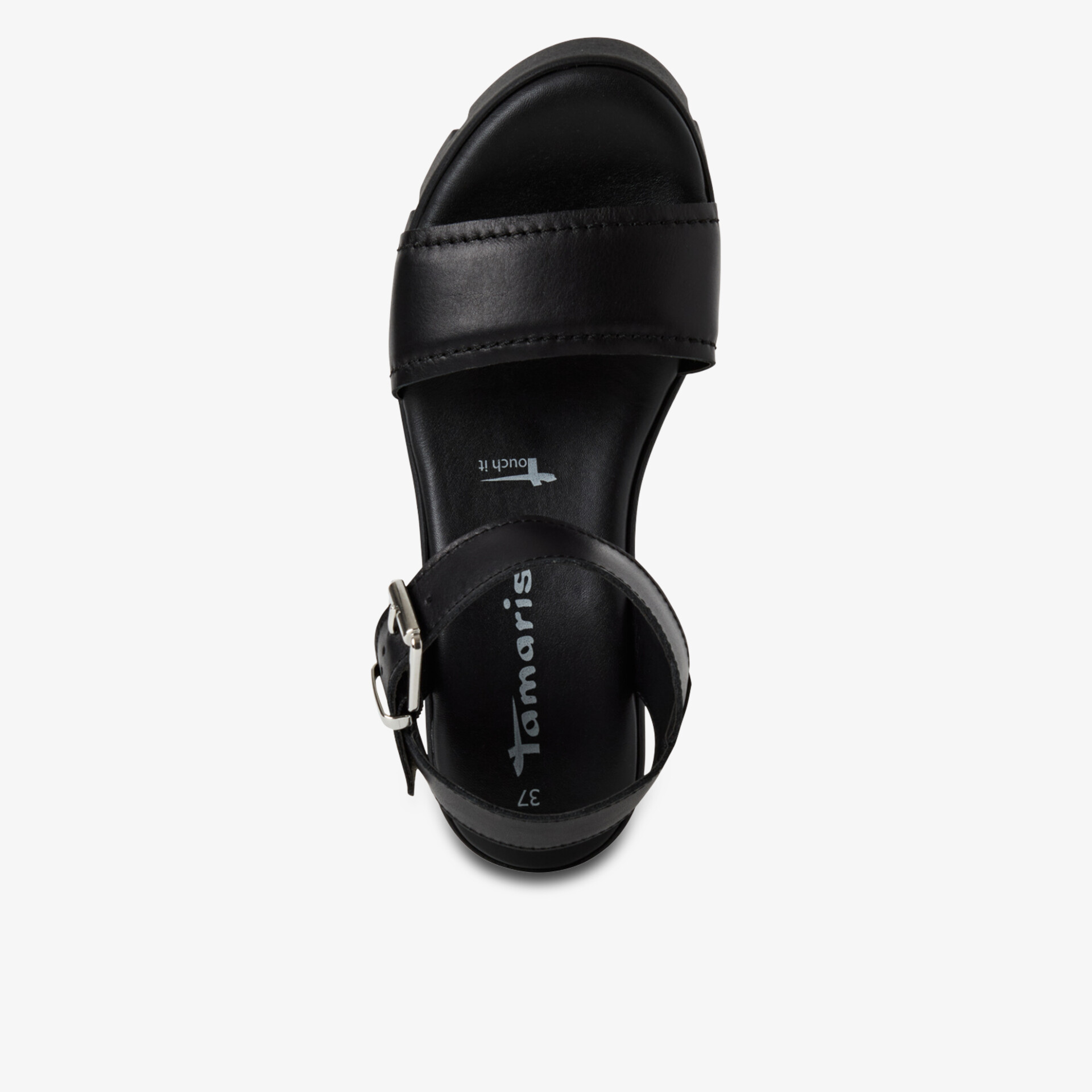 Schwarze Sandale mit verstellbarem Klettverschluss und bequemer Polsterung für hohen Tragekomfort