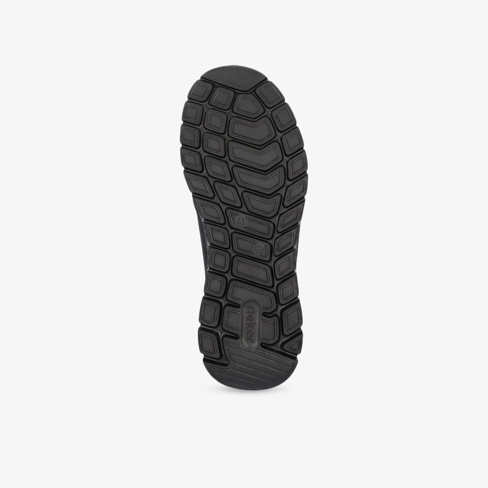 Schwarze Schuhsohle mit tiefem Profil für optimale Rutschfestigkeit und langlebige Strapazierfähigkeit