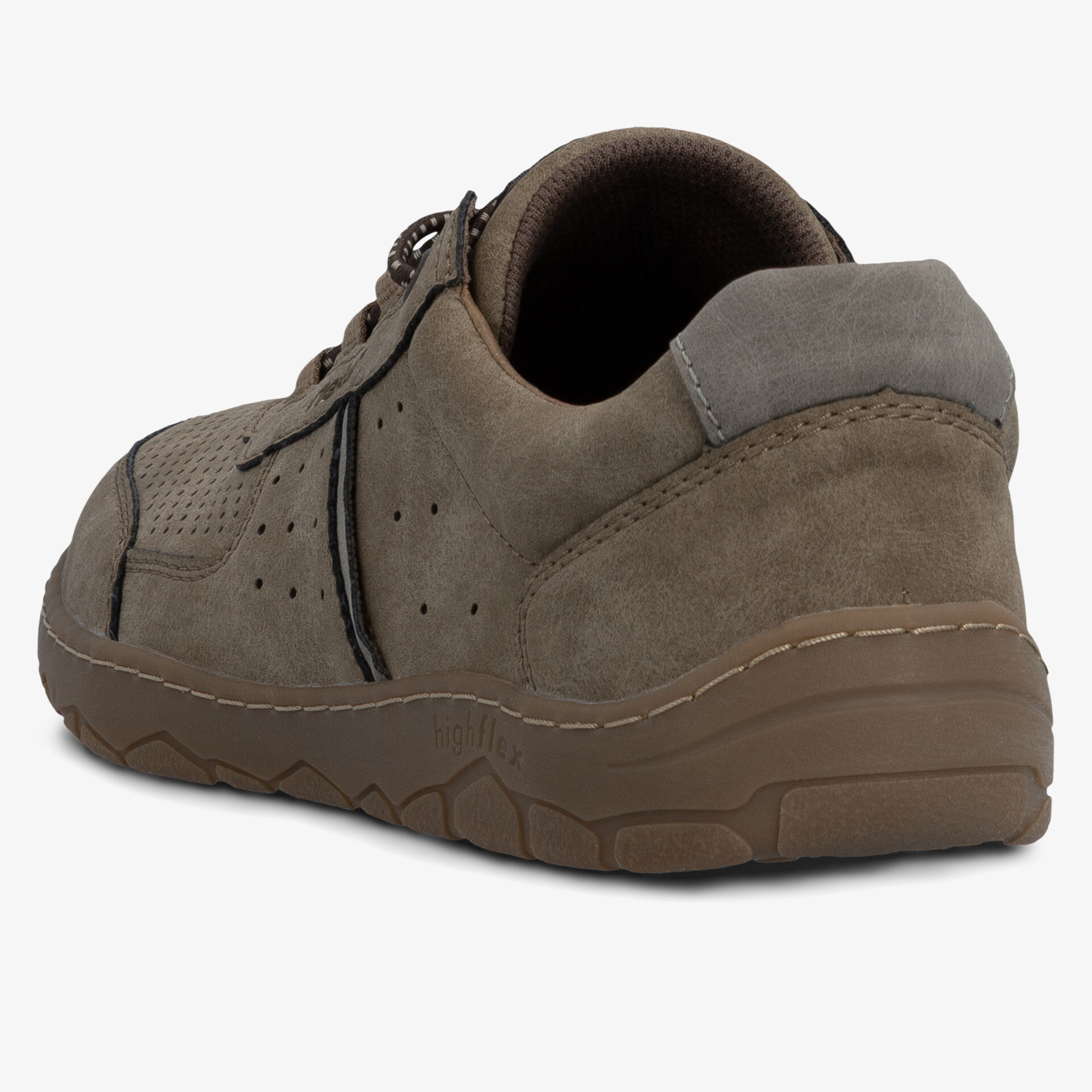 Bequemer brauner Sneaker aus robustem Material mit schnürung und gepolstertem Fersenbereich