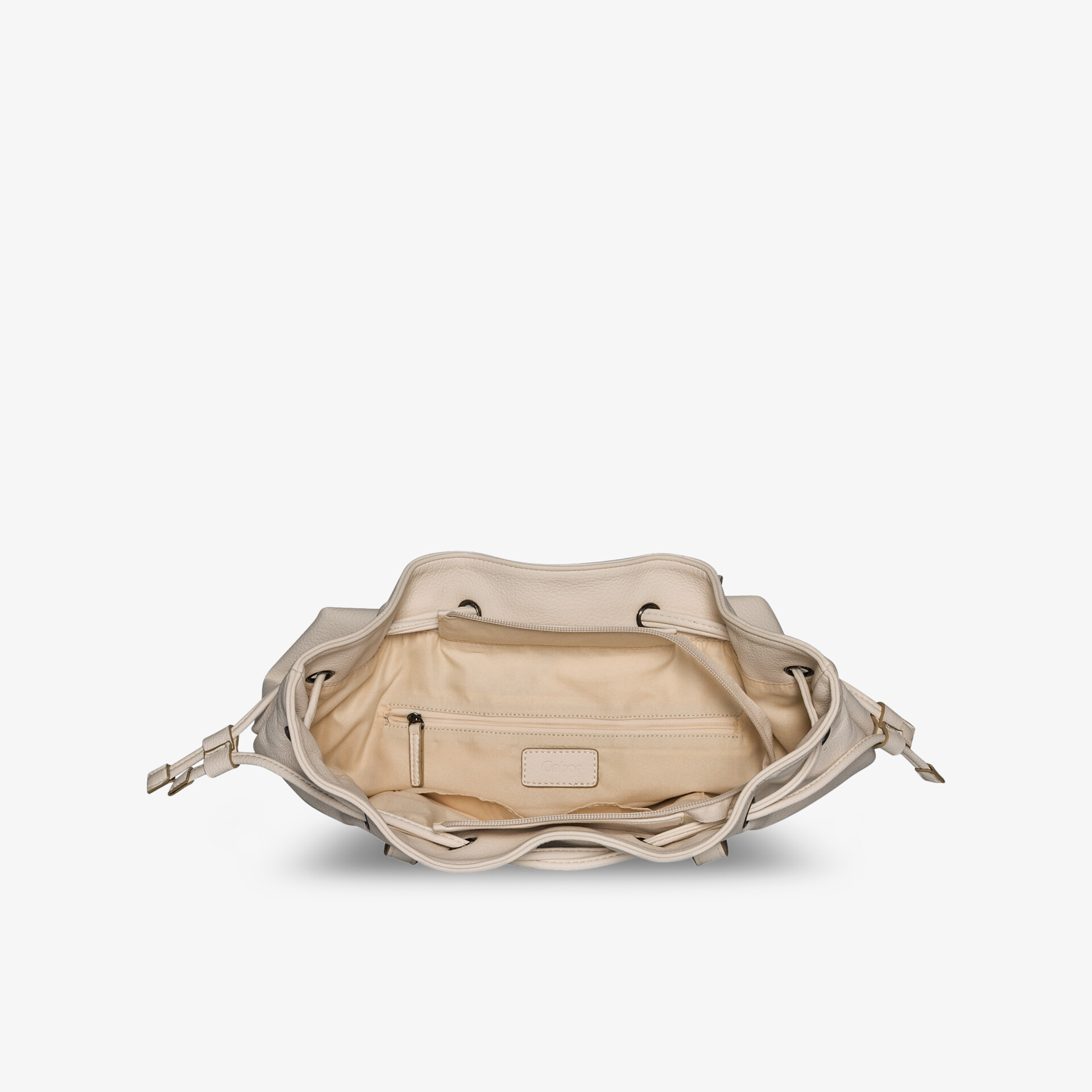 Geräumige beige Tasche mit mehreren Innenfächern, ideal für den stilvollen Alltag.