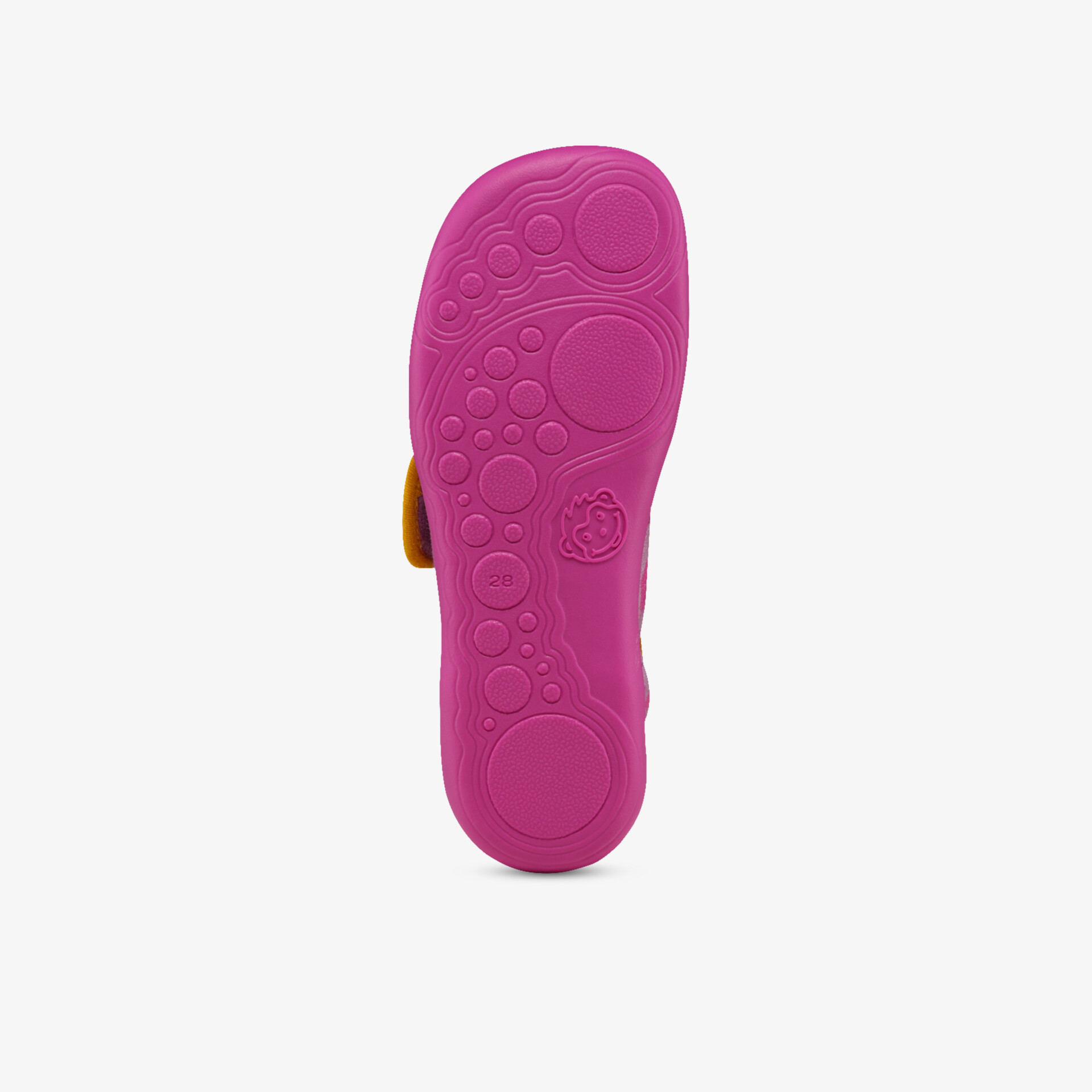 Nahe Ansicht einer pinkfarbenen Schuhsohle mit rutschfestem, flexiblem Profil für optimalen Komfort und Halt