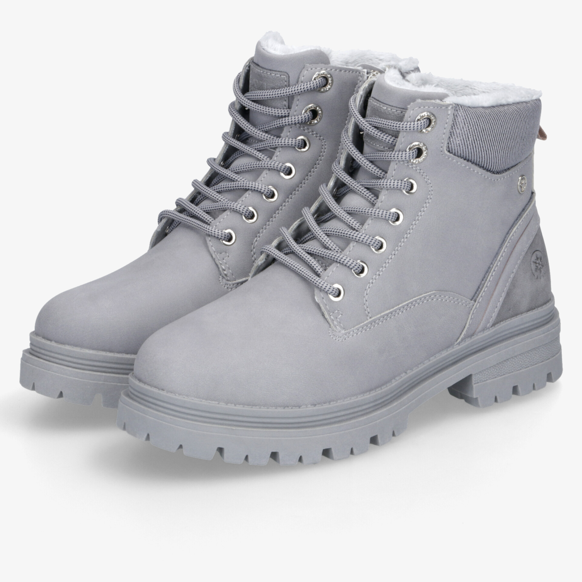 Robuste graue Winter-Wanderschuhe mit warmem Innenfutter, rutschfester Sohle und bequemem Tragekomfort