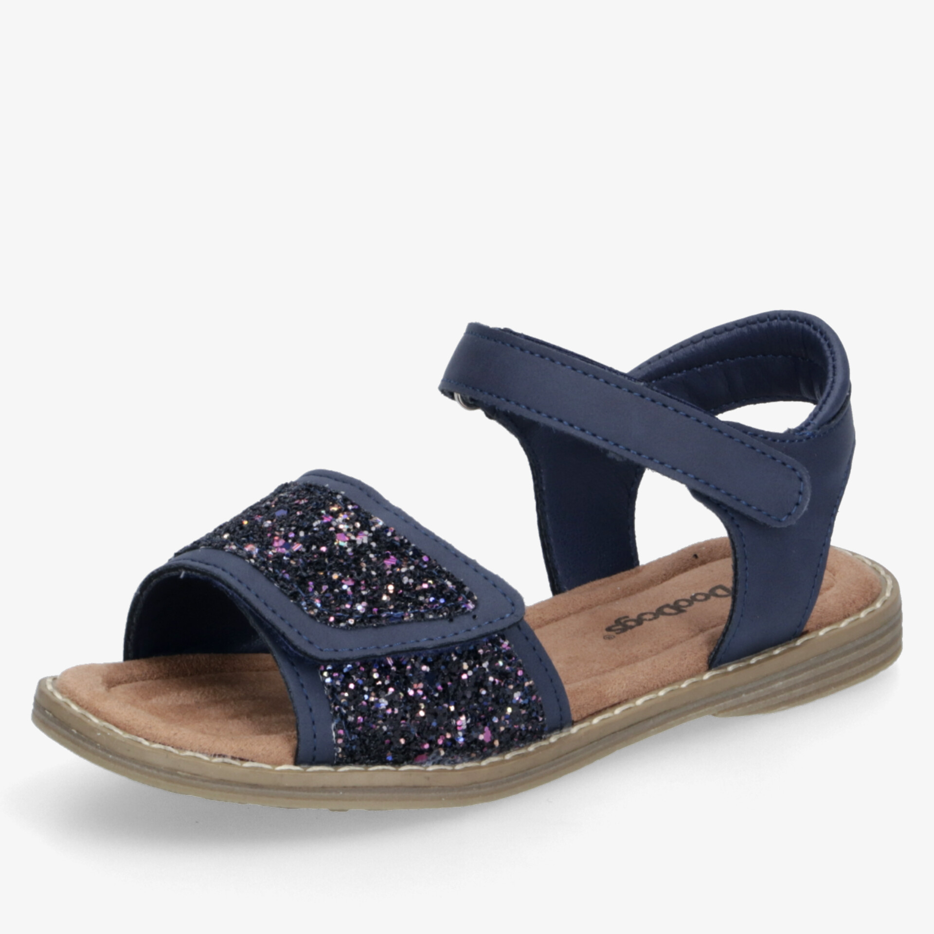 Bequeme blaue Sandale mit Klettverschluss und offener Zehenpartie für sommerlichen Komfort und flexible Passform
