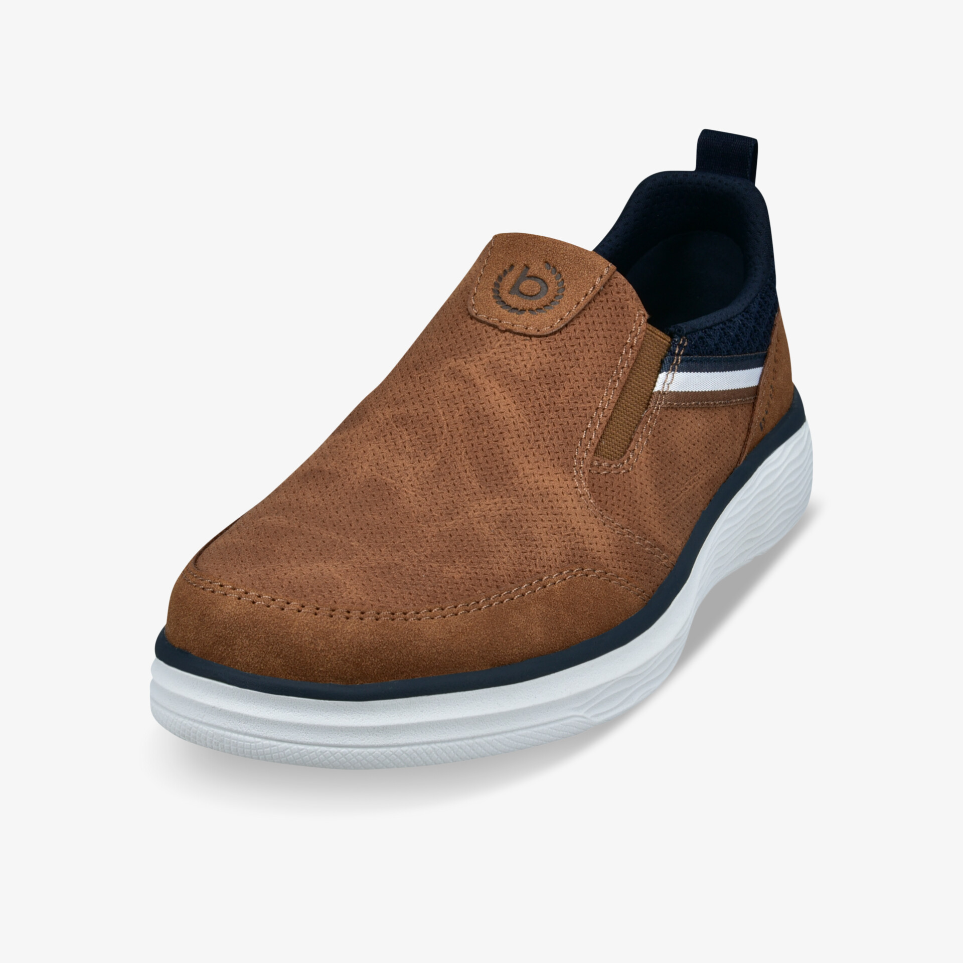 Brauner Slipper mit elastischen Einsätzen, bequemer, leichter Schuh mit sportlicher, atmungsaktiver Oberfläche und rutschfester Sohle