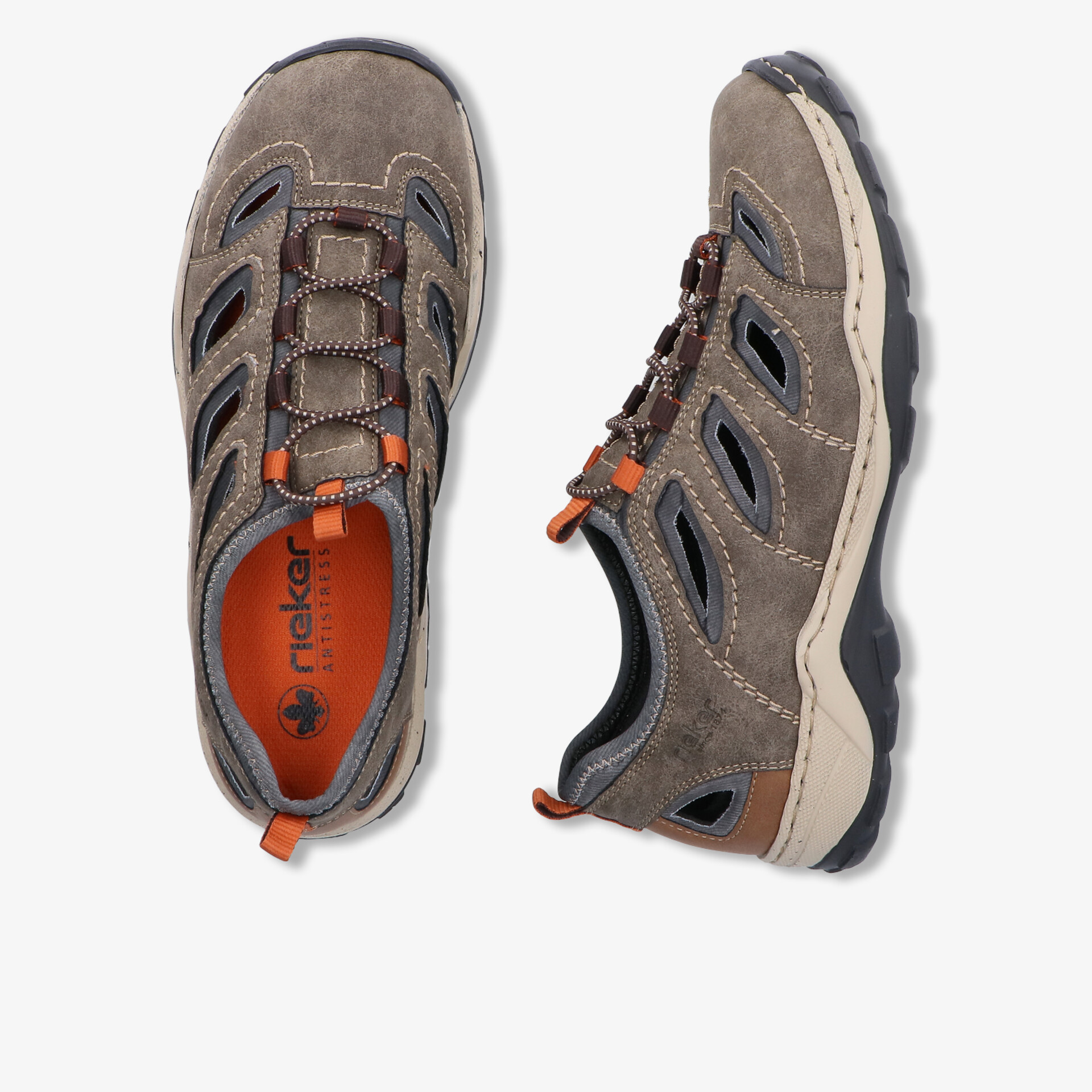 Robuster brauner Freizeitschuh mit atmungsaktiven Einsätzen und bequemer, leichter Sohle für Outdoor-Aktivitäten