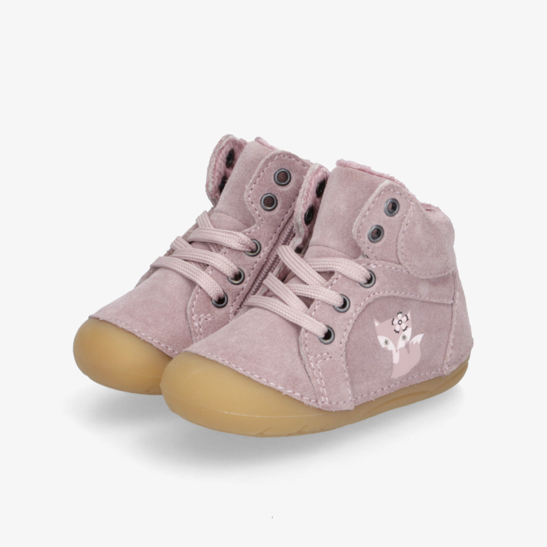 Weiche, flexible Babyschuhe in Lila mit rutschfester Sohle und gepolstertem Schaft für optimalen Komfort