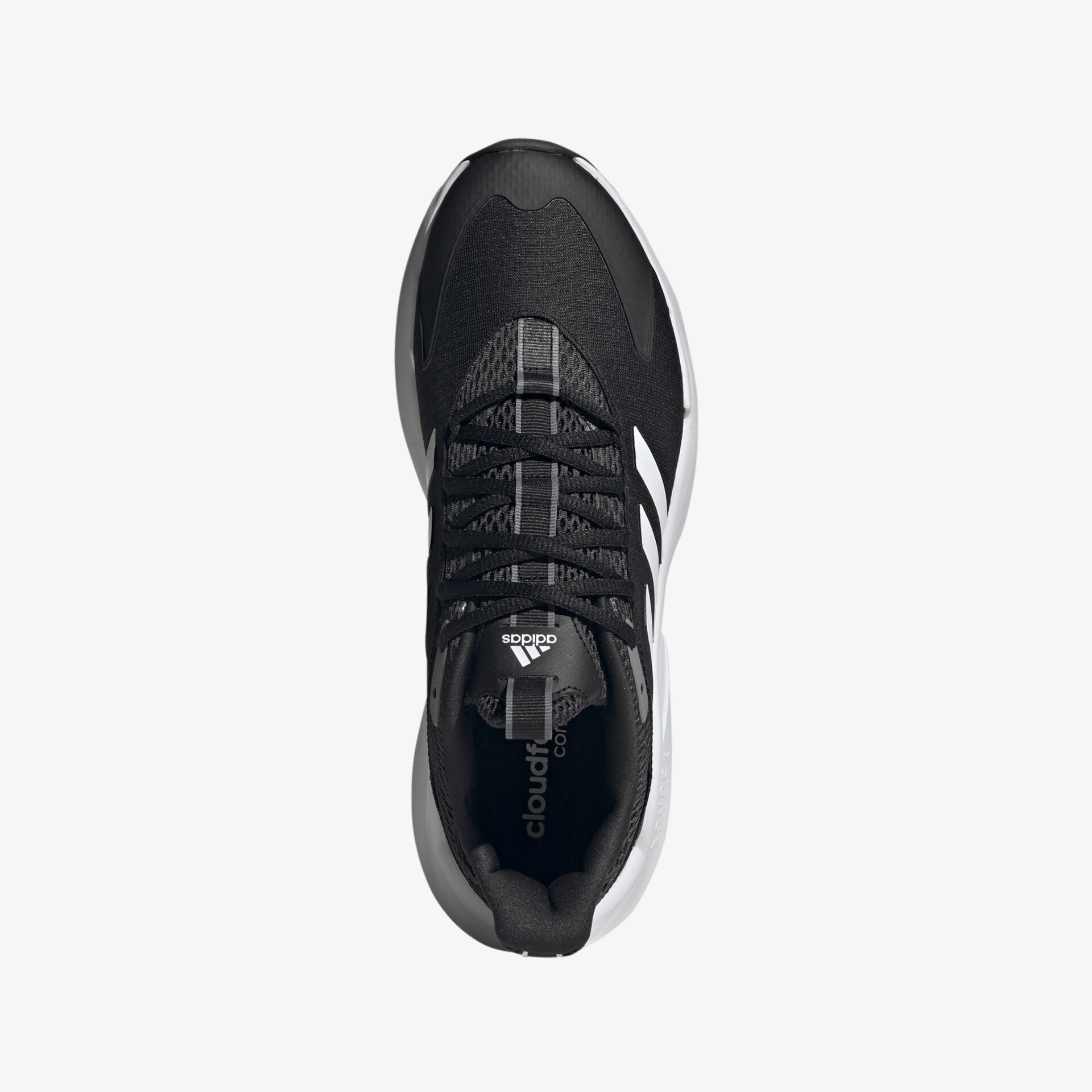 Moderner schwarzer Sportschuh mit weißem Logo und leichter Sohle für optimalen Tragekomfort