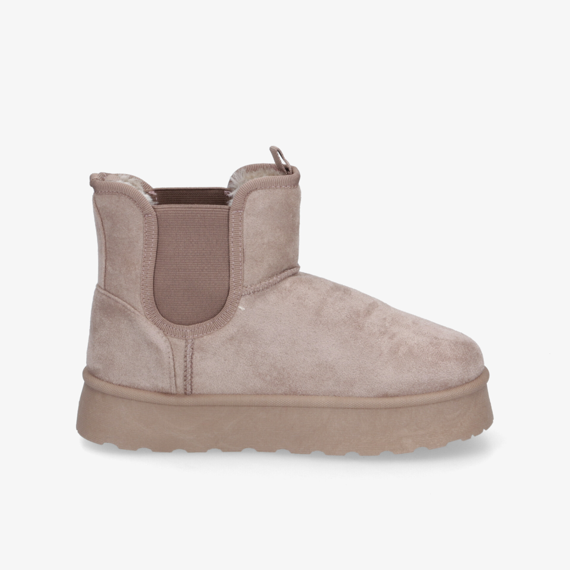 Warmer, bequemer Taupe Boot mit rutschfester Sohle und elastischen Einsätzen für einfaches An- und Ausziehen