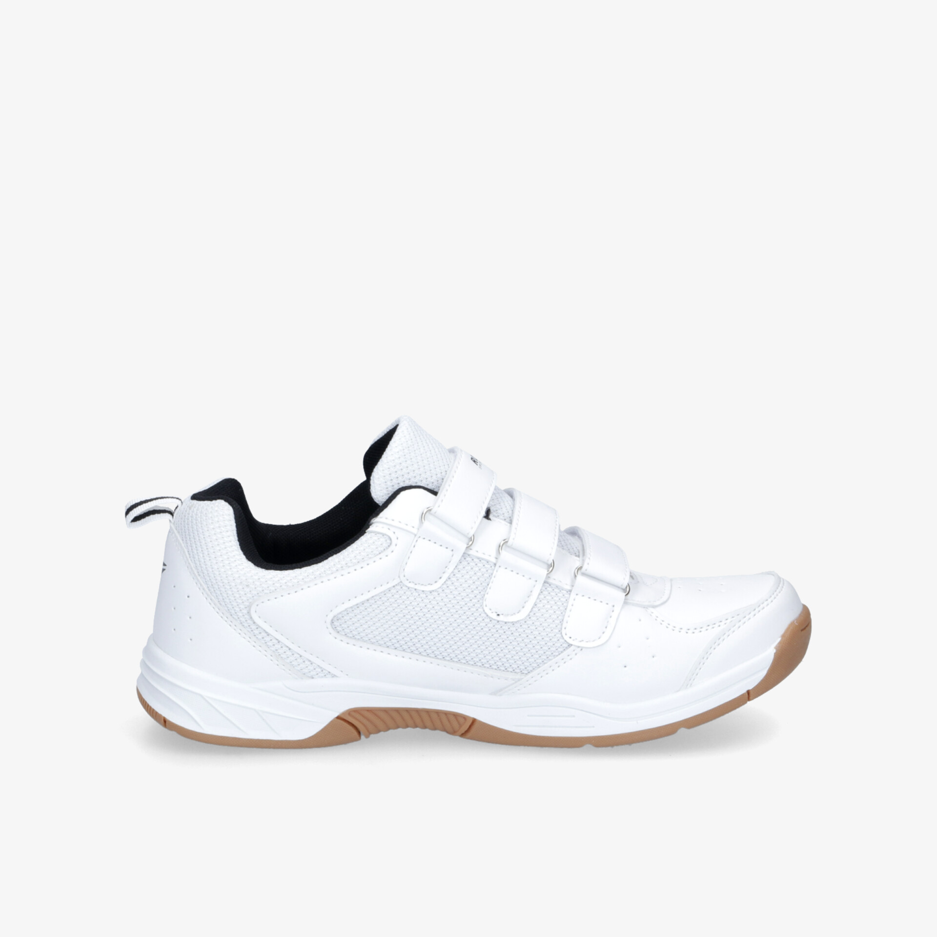 Trendiger weißer Sportschuh mit Klettverschluss und rutschfester Sohle für optimalen Komfort und Stil.