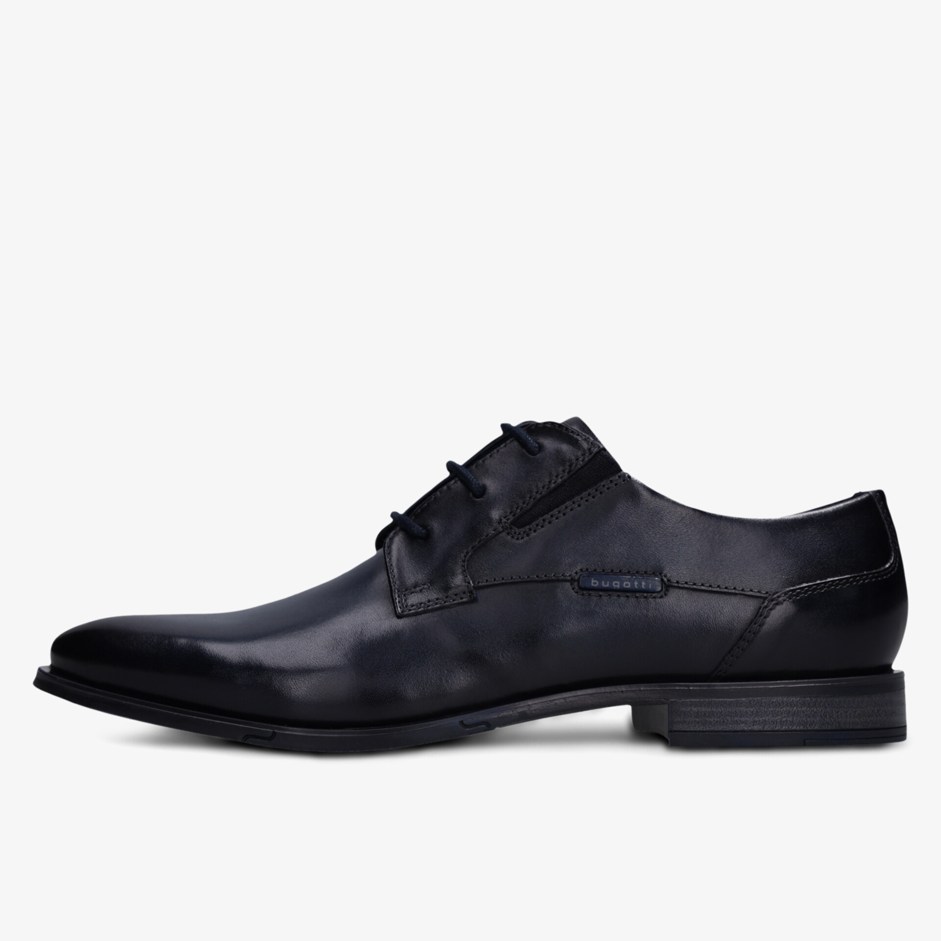Eleganter schwarzer Lederschuh mit schlanker Form und klassischer Schnürung für formelle Anlässe