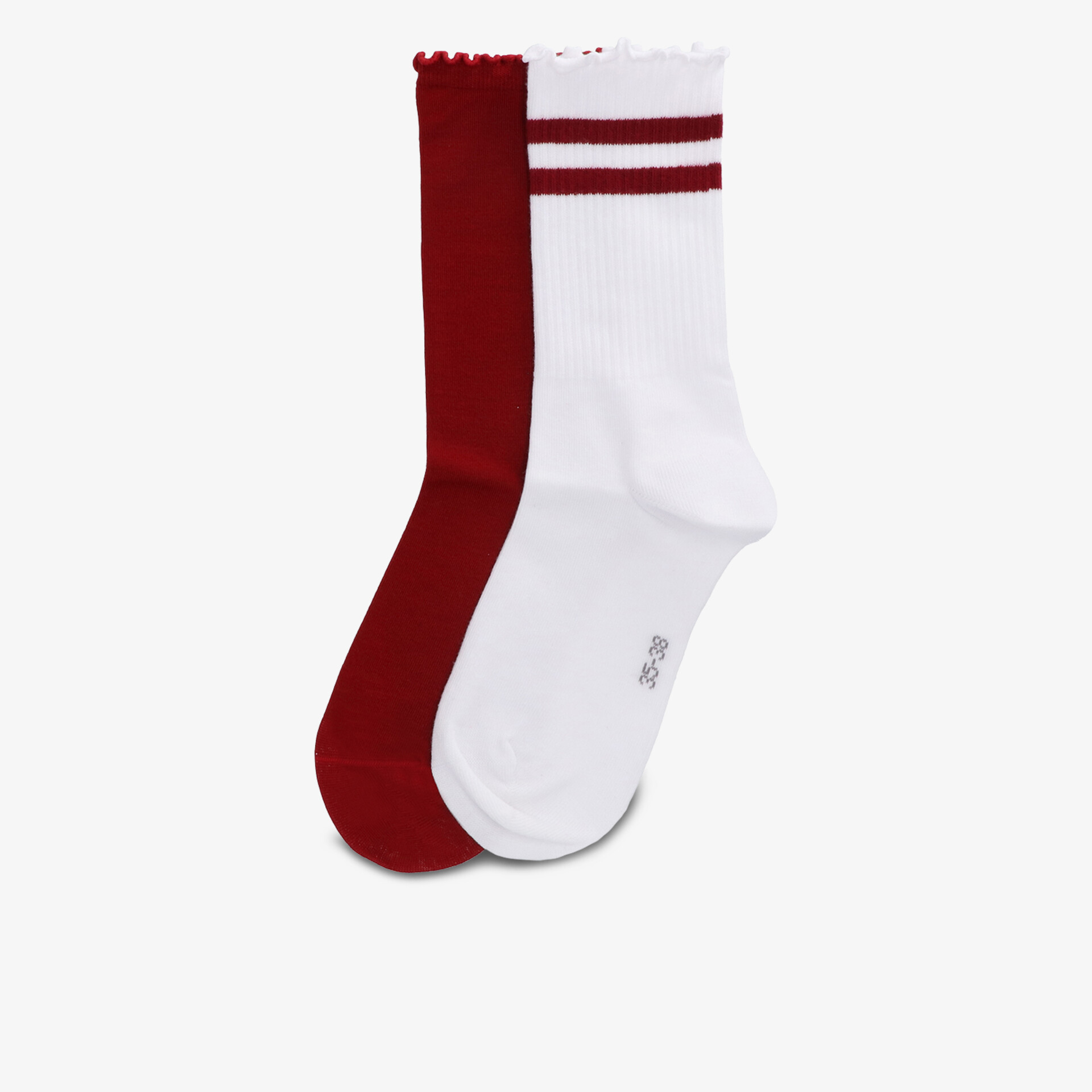 Sportliche bequeme Socken mit elastischem Bündchen und weichem Material in Weiß und Rot