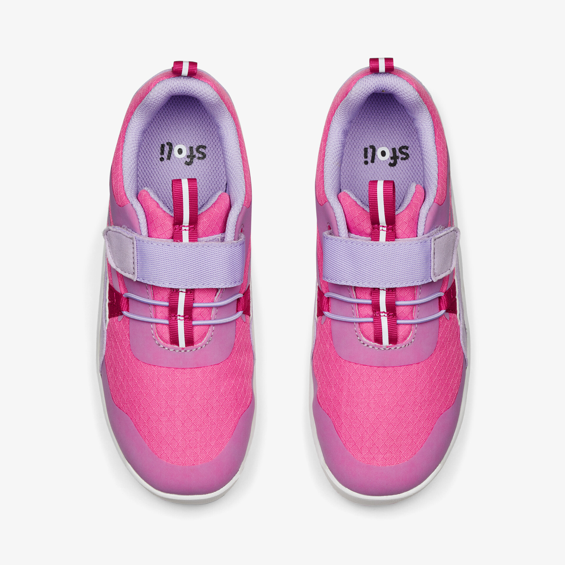 Sportliche pinke Sportschuhe mit Klettverschluss, gepolstertem Kragen und flexibler Passform, ideal für aktiven Komfort