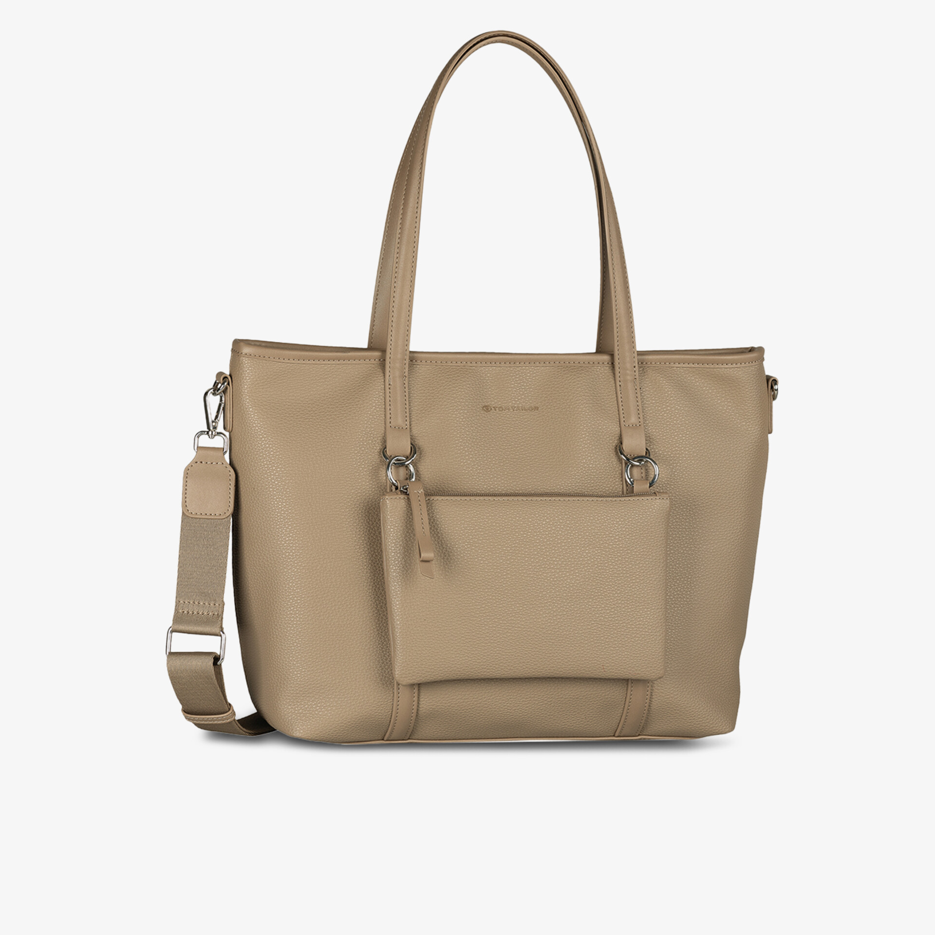 Große Tasche aus weichem Material mit langen Henkeln und abnehmbarer kleiner Tasche, vielseitig verwendbar