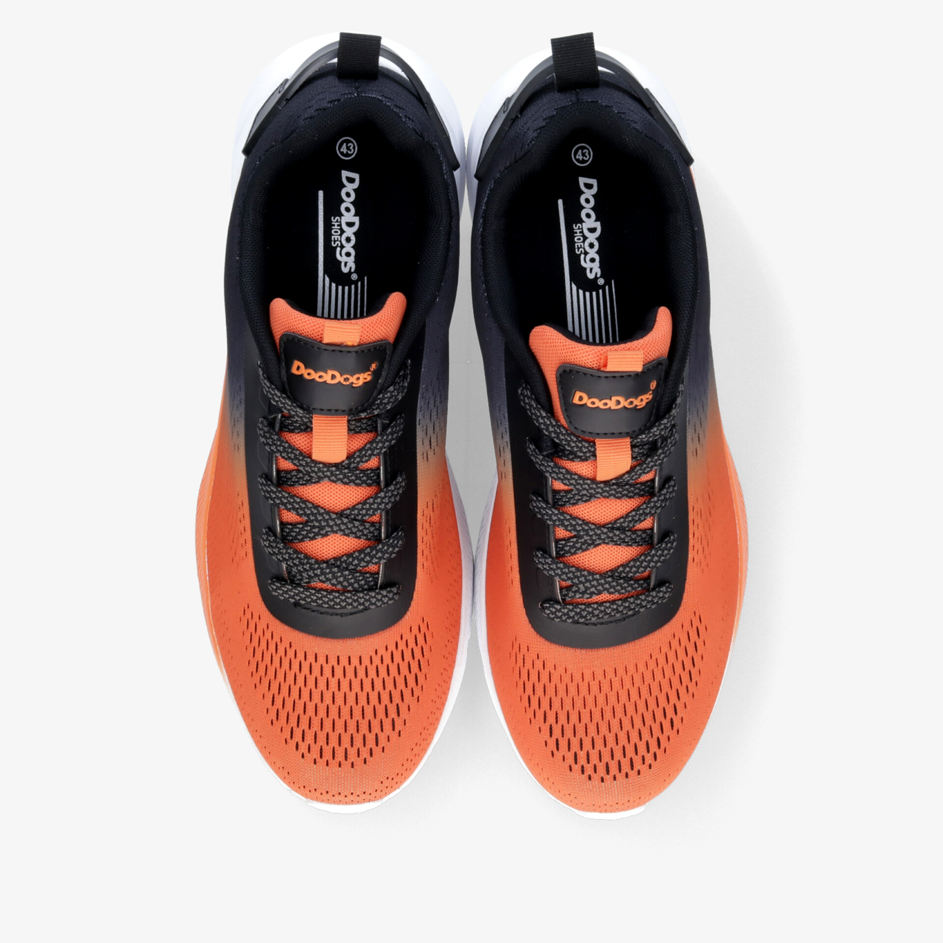 Leichte, atmungsaktive Sportschuhe in leuchtendem Orange mit komfortabler Passform und flexibler Sohle, Draufsicht