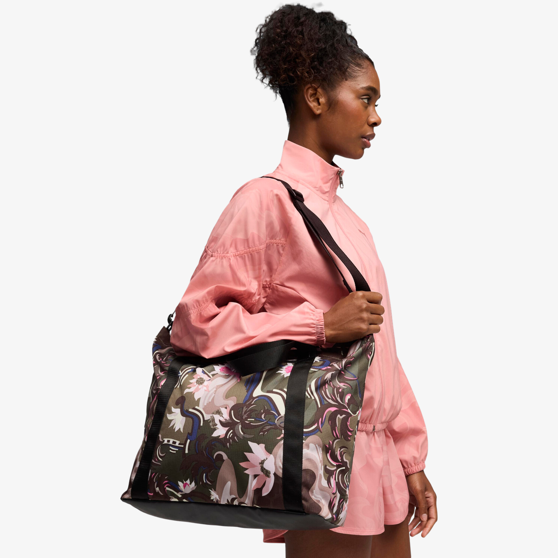 Modische große Umhängetasche mit floralem Muster, robust und vielseitig für den Alltag