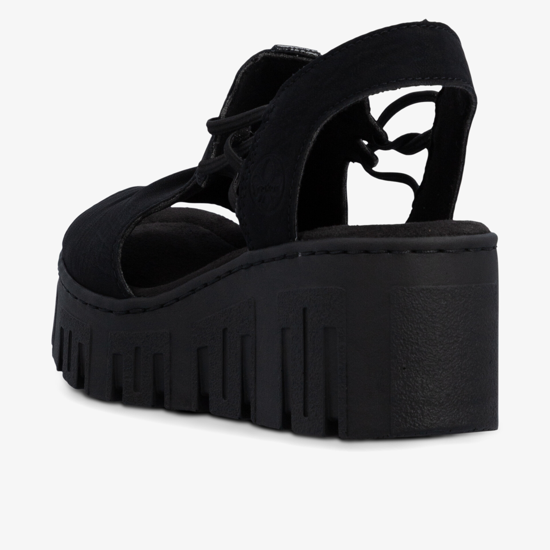 Schwarzer Schuh mit dickem Blockabsatz und Plateau-Sohle für stabilen und modischen Auftritt