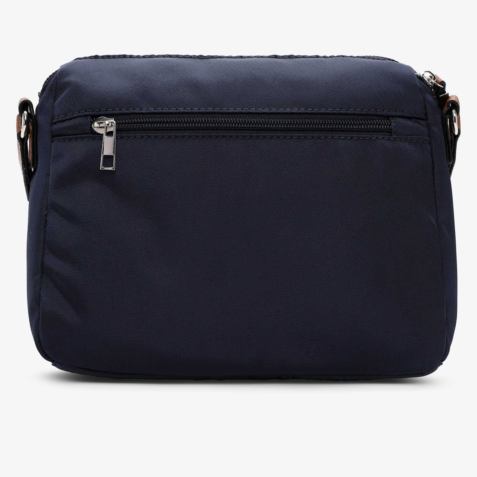 Kompakte und leichte dunkelblaue Tasche mit robustem Material und praktischem Frontreißverschluss