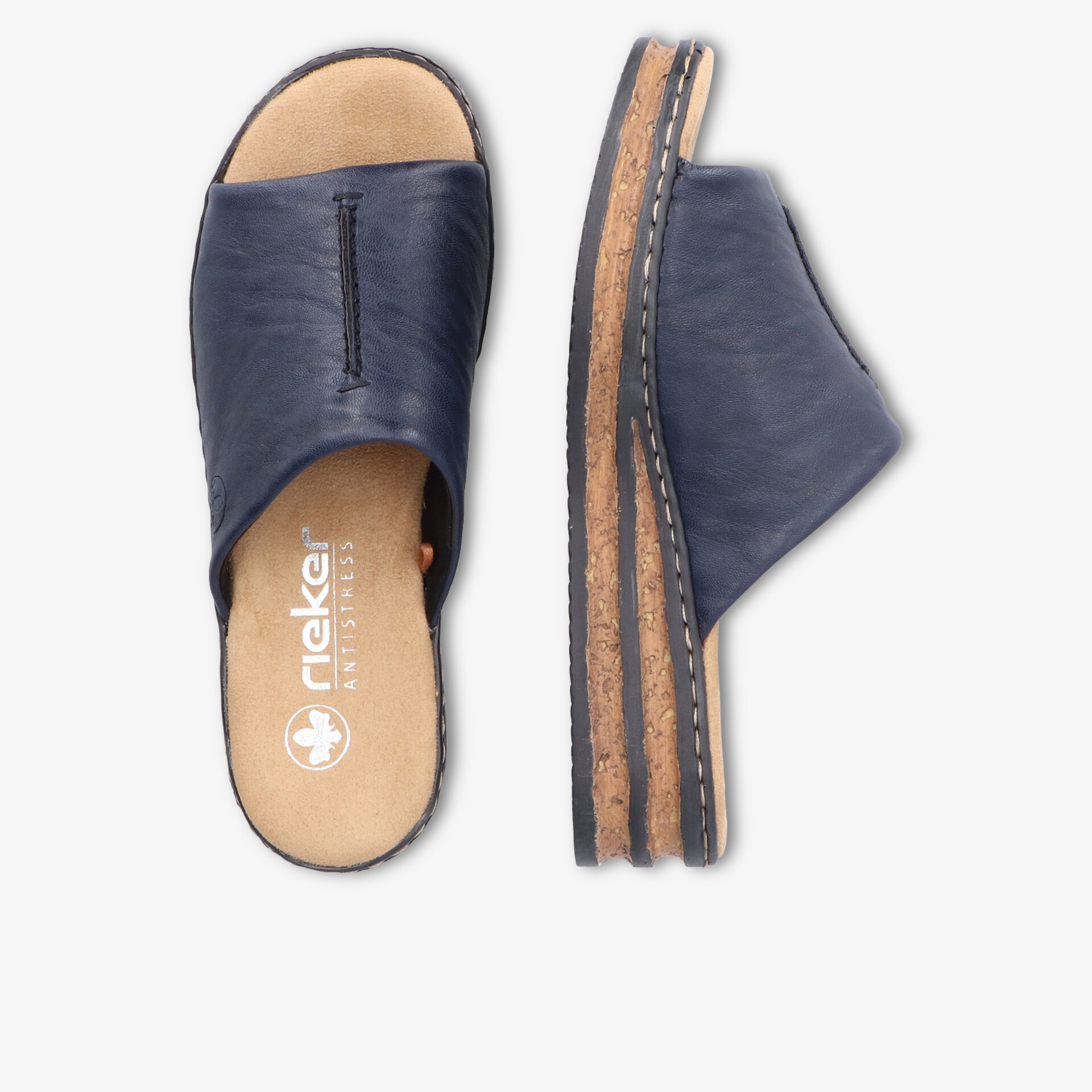 Bequeme blaue Sandalen mit offenem Zehenbereich und gepolsterter Innensohle für hohen Tragekomfort