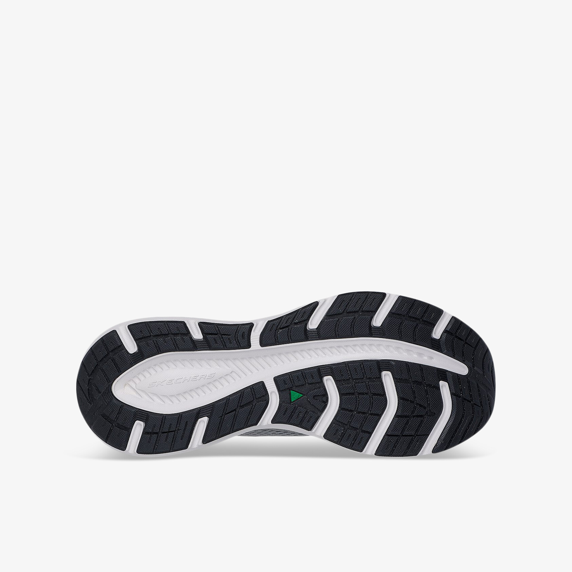 Robuste schwarze und weiße Profilsohle mit rutschfester, langlebiger und flexibler Traktionsstruktur