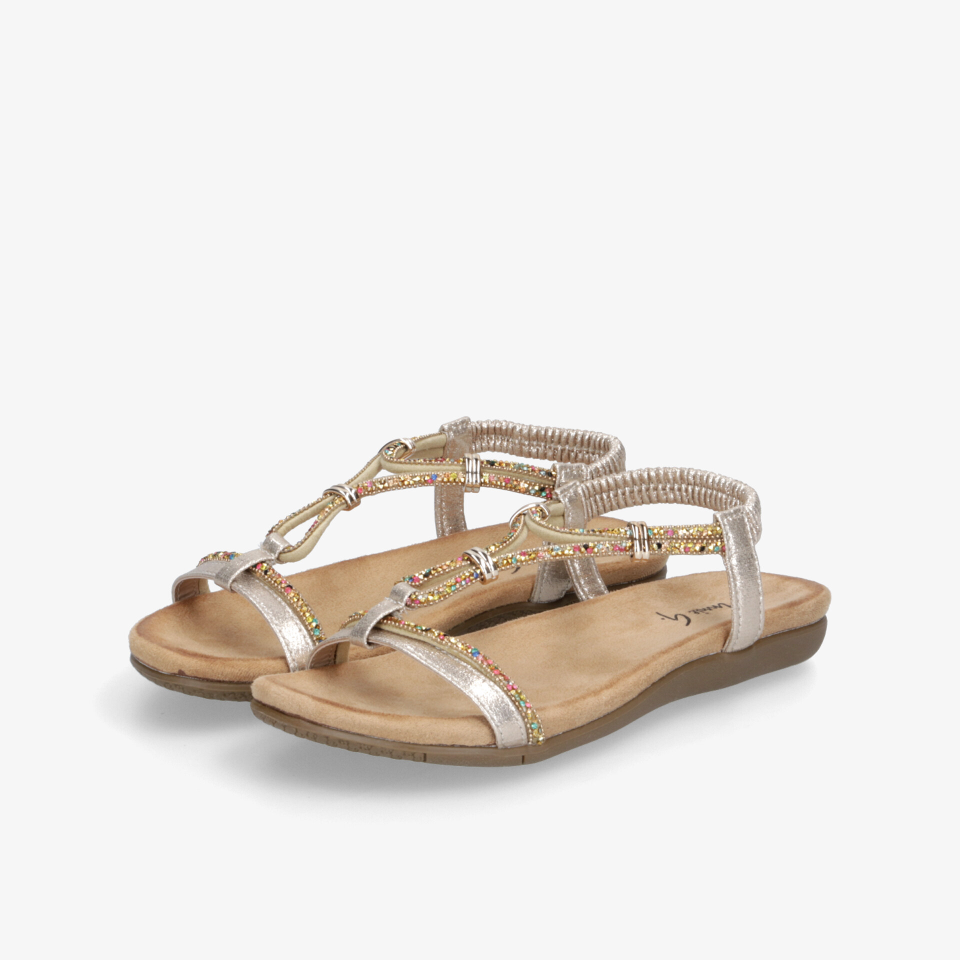 Elegante silberne Sandalen mit dekorativen Riemen und flacher bequemer Sohle ideal für sommerliche Outfits
