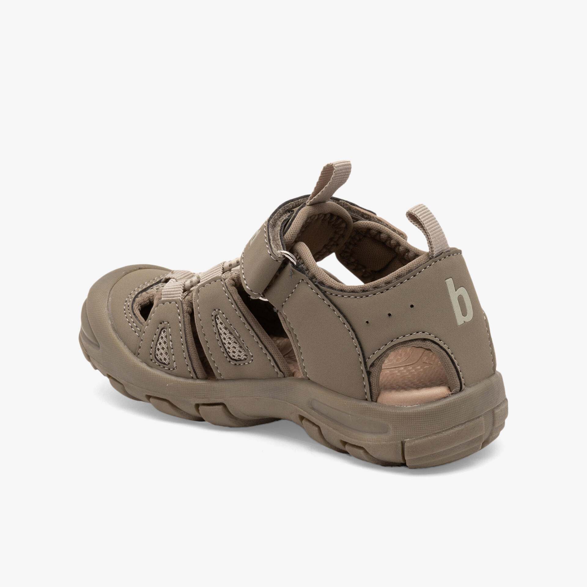 Robuster brauner Outdoor-Schuh mit Klettverschluss, gepolsterter Ferse und rutschfester Sohle