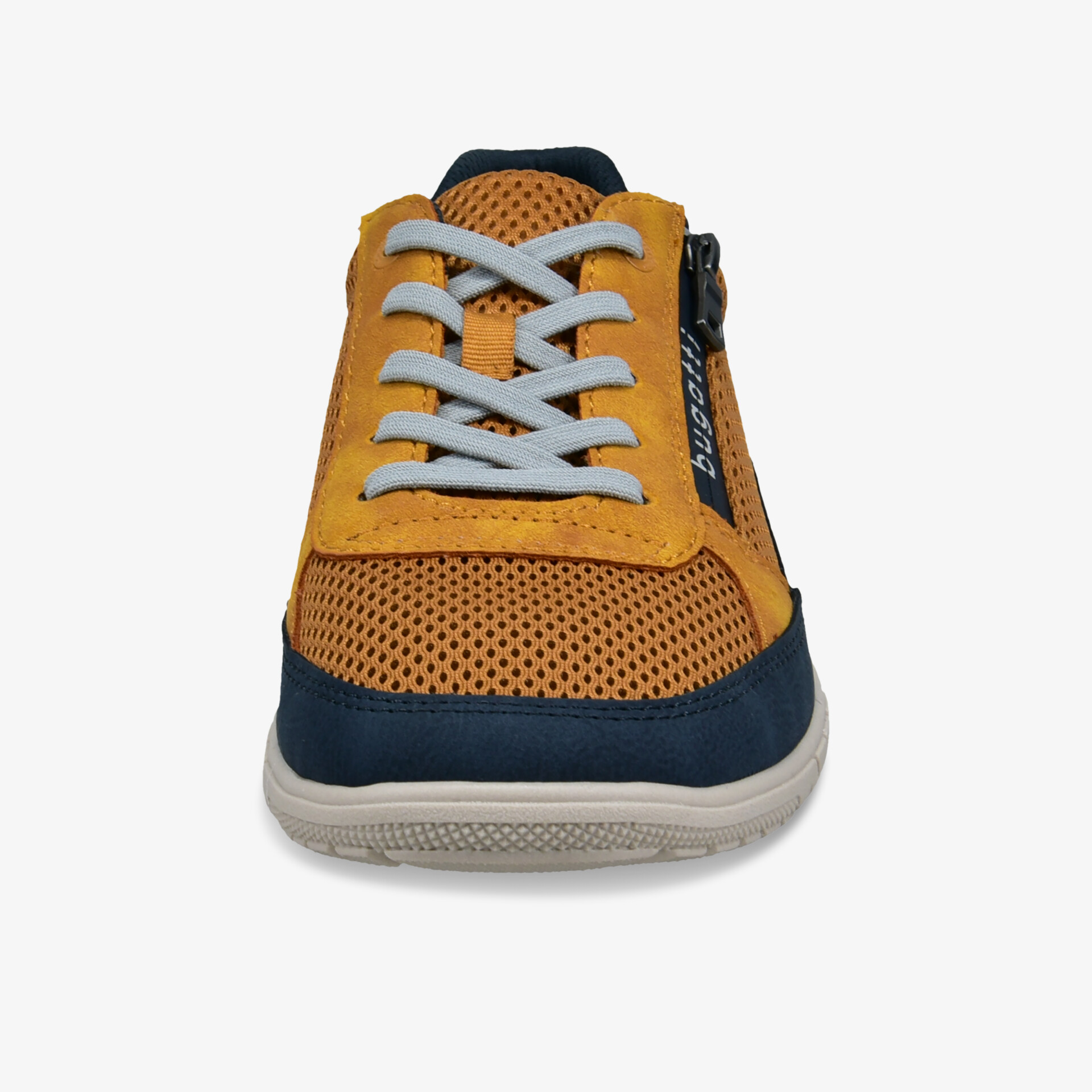 Freizeitschuh vorne mit atmungsaktivem Obermaterial, Reißverschluss und robuster rutschfester Sohle, komfortabel und praktisch