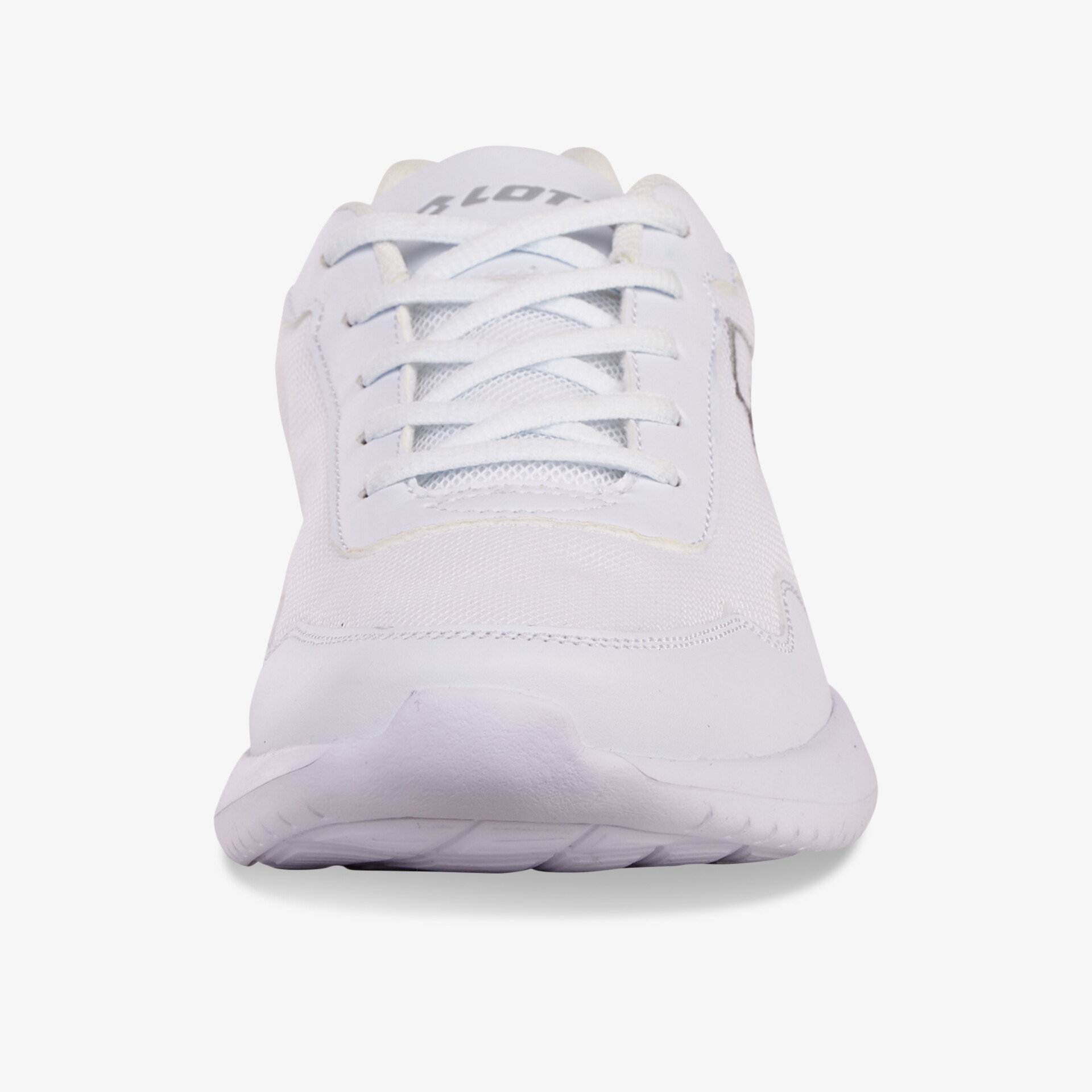 Weißer Sneaker mit robuster Schnürung und sportlicher, flexibler Sohle für hohen Tragekomfort